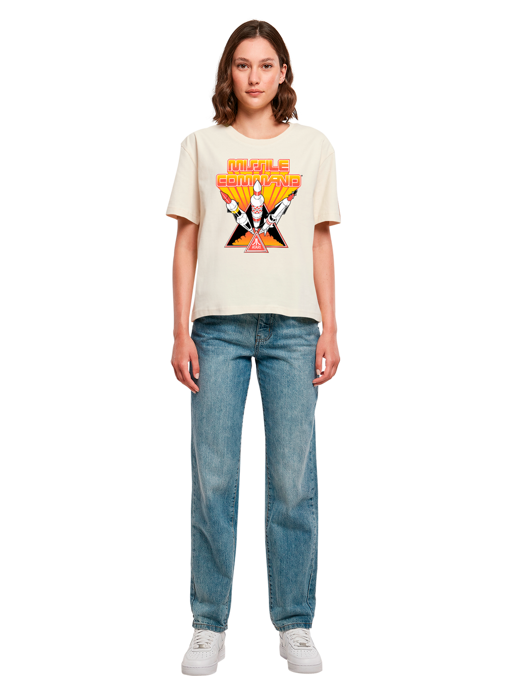 Missile Command Triple Shot Atari Retro Gaming with Ladies Everyday Tee
