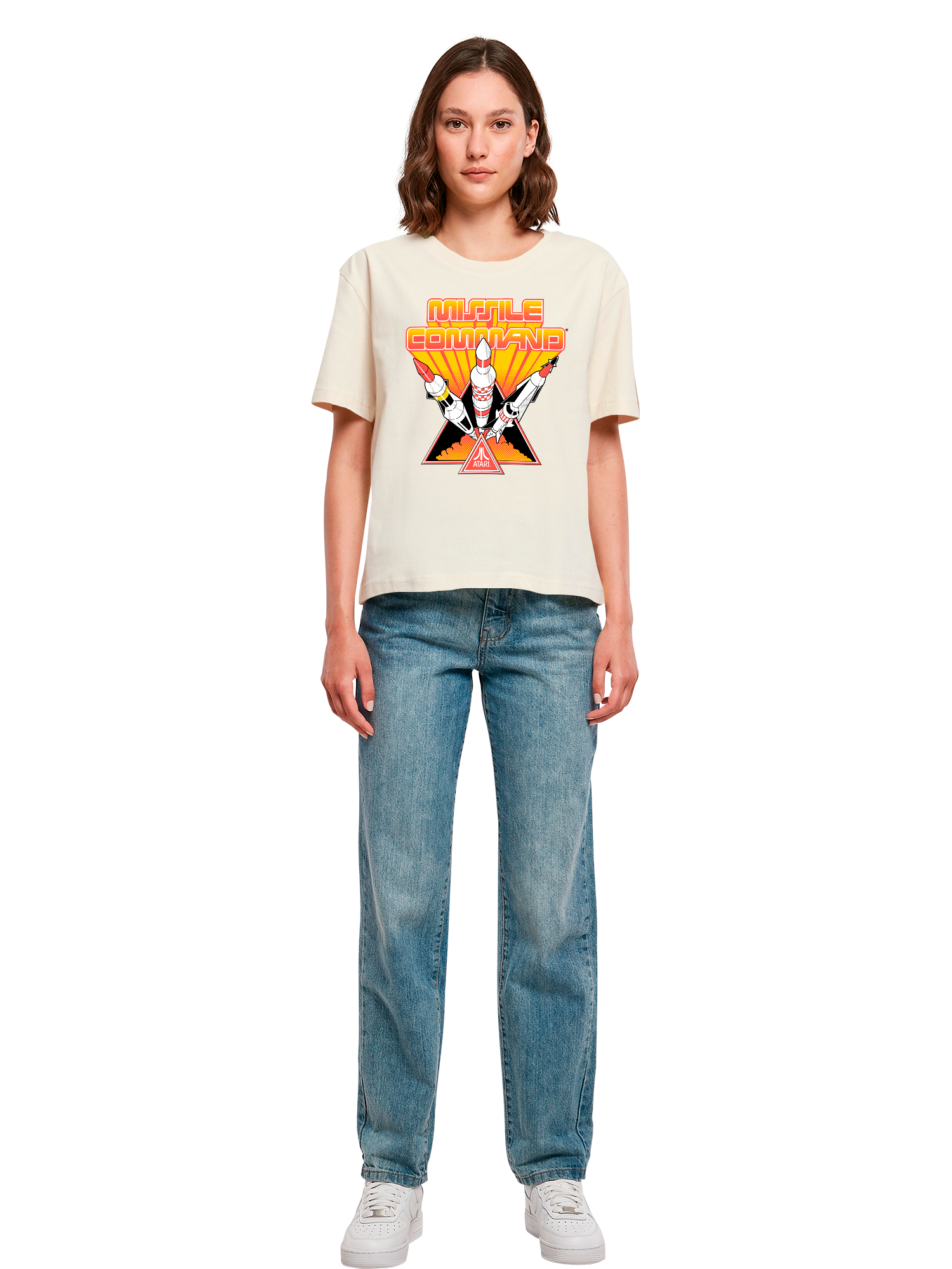 Missile Command Triple Shot Atari Retro Gaming with Ladies Everyday Tee