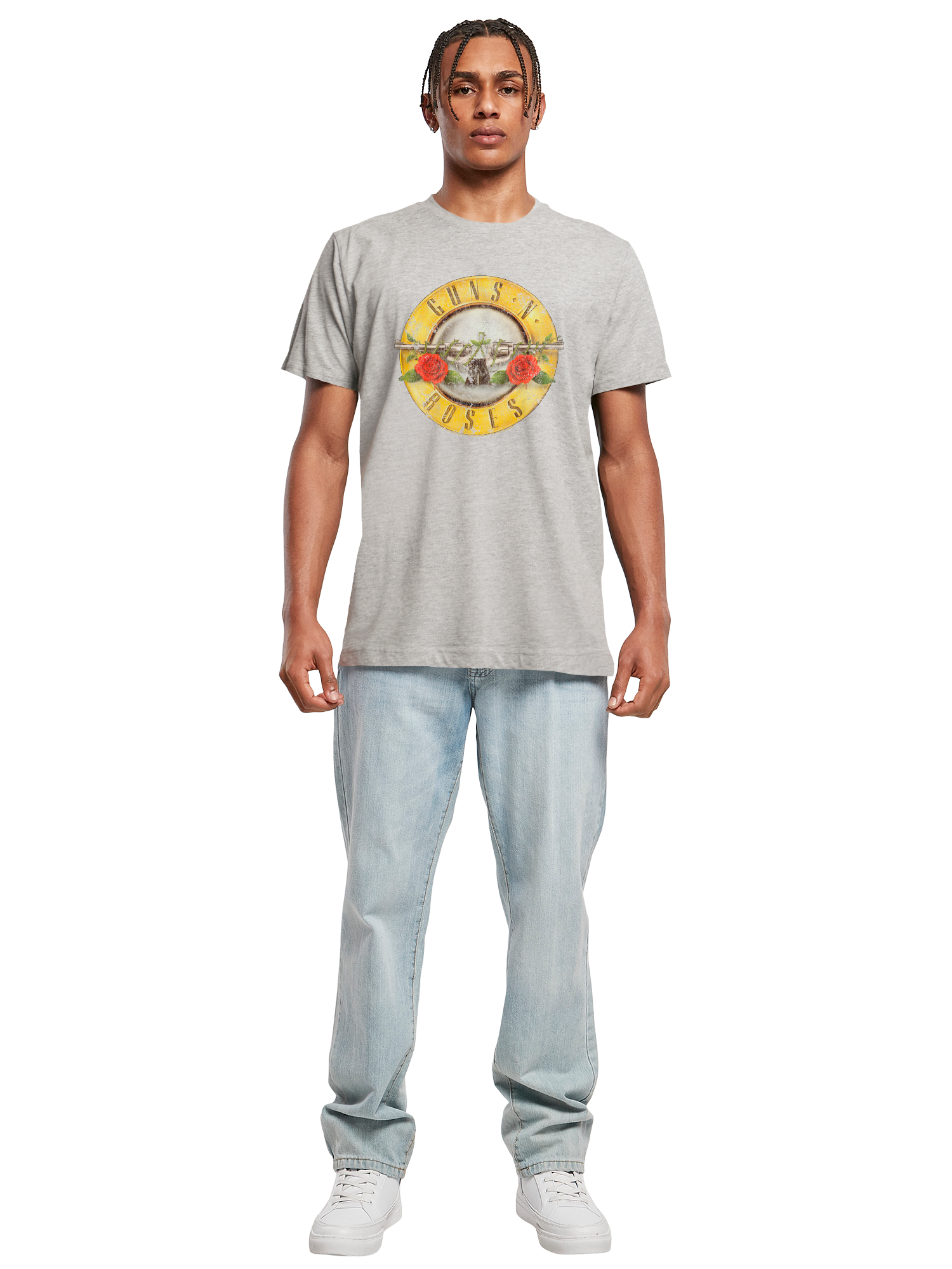 Camiseta redonda de la camiseta del logotipo de la bala de las pistolas 'n' rosas