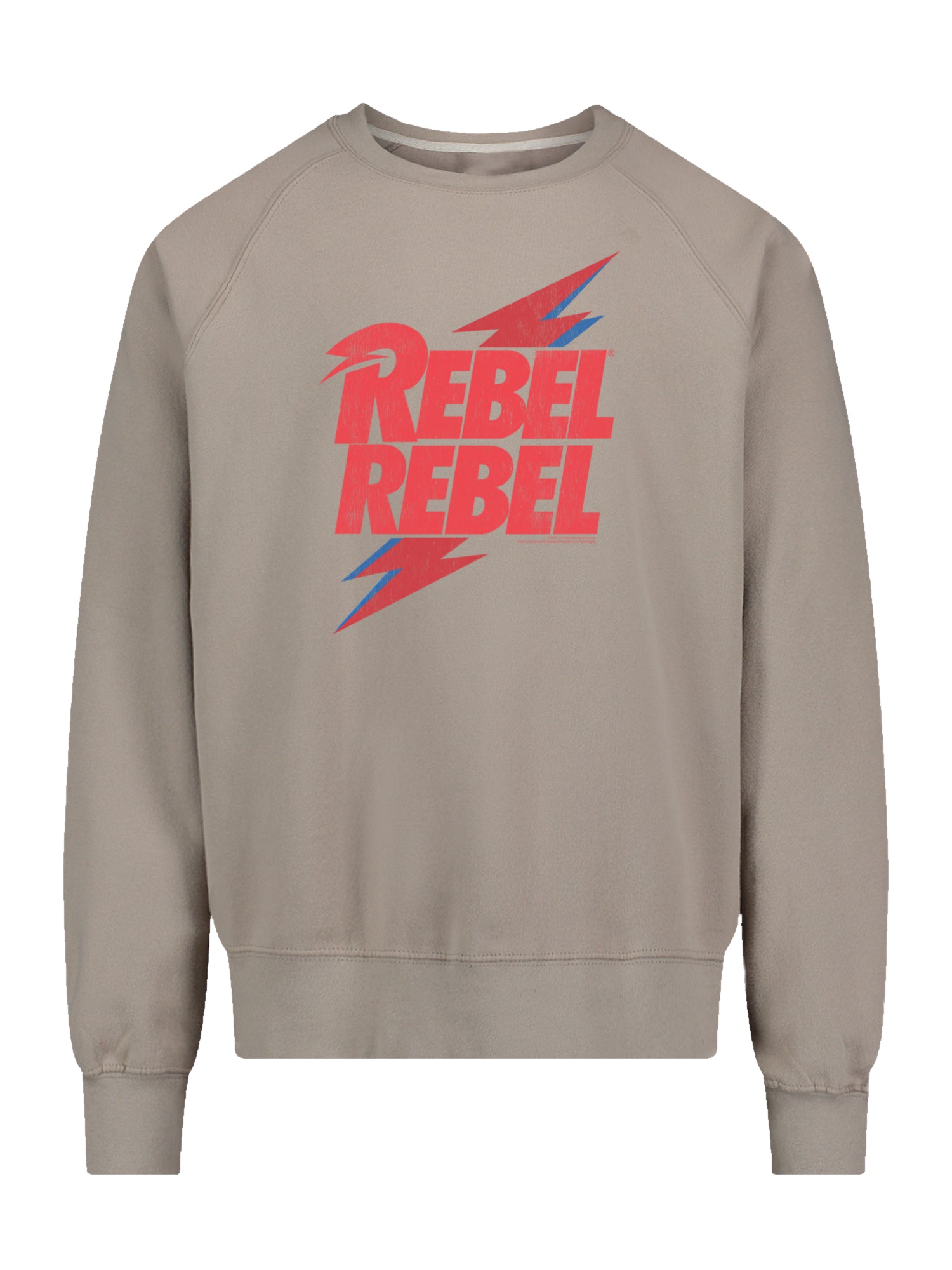 David Bowie Distressed Rebel rebel with Vintage Fleece Raglan Crew