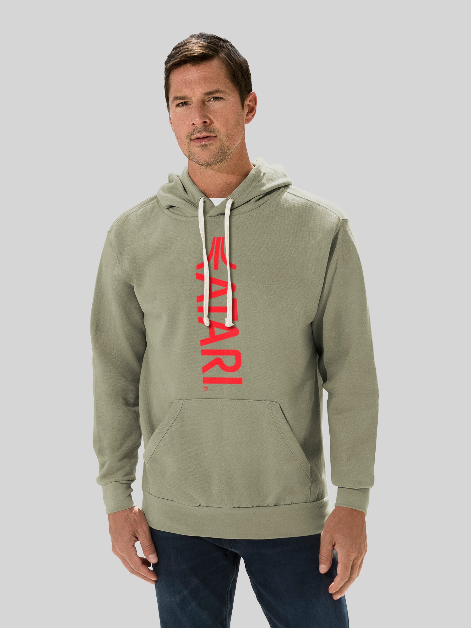 Atari Games Vertical Logo Red Retro Gaming mit Vintage Fleece Hood