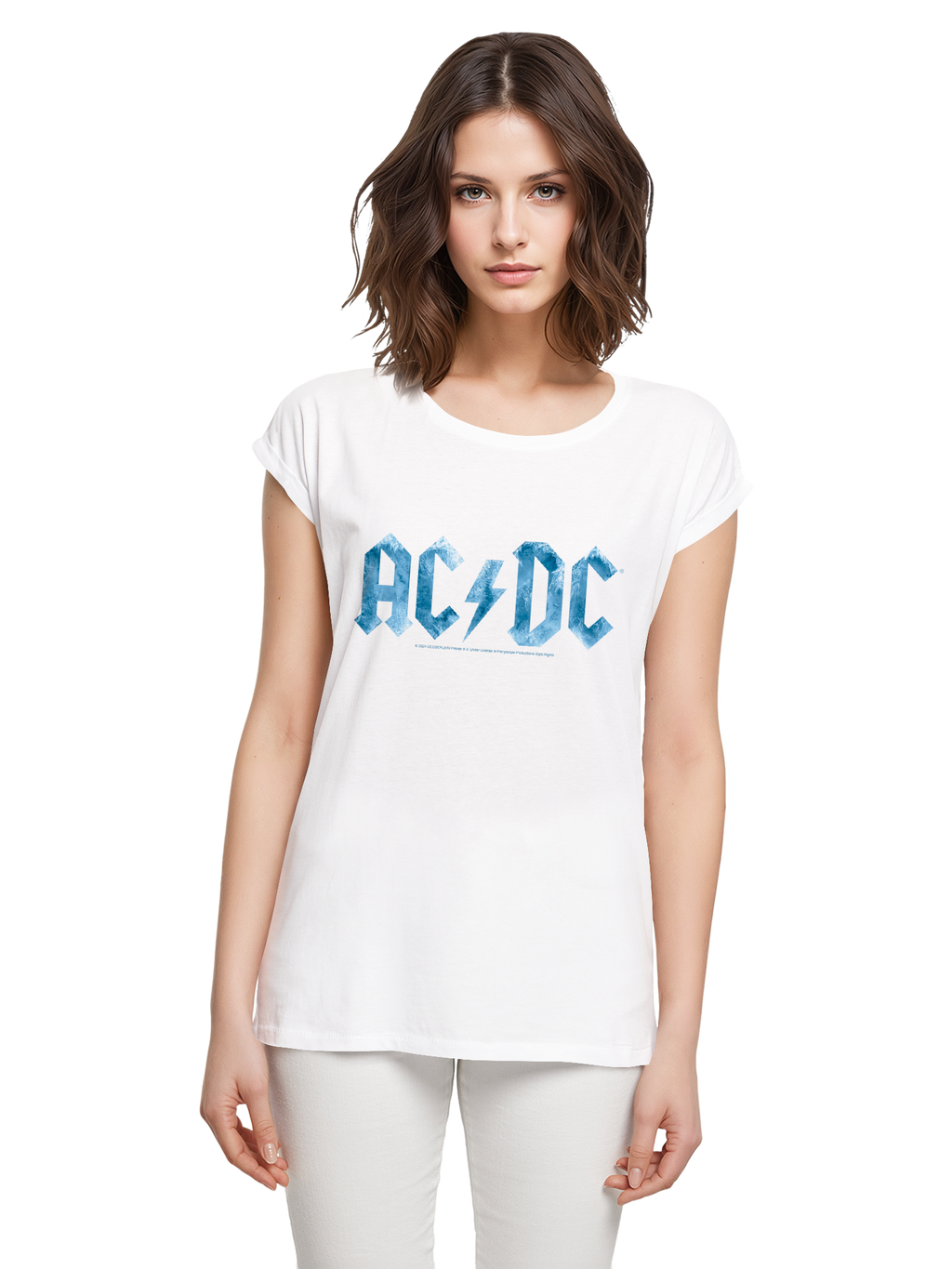 ACDC Blue Ice Logo Mesdames Tee étendu à l'épaule