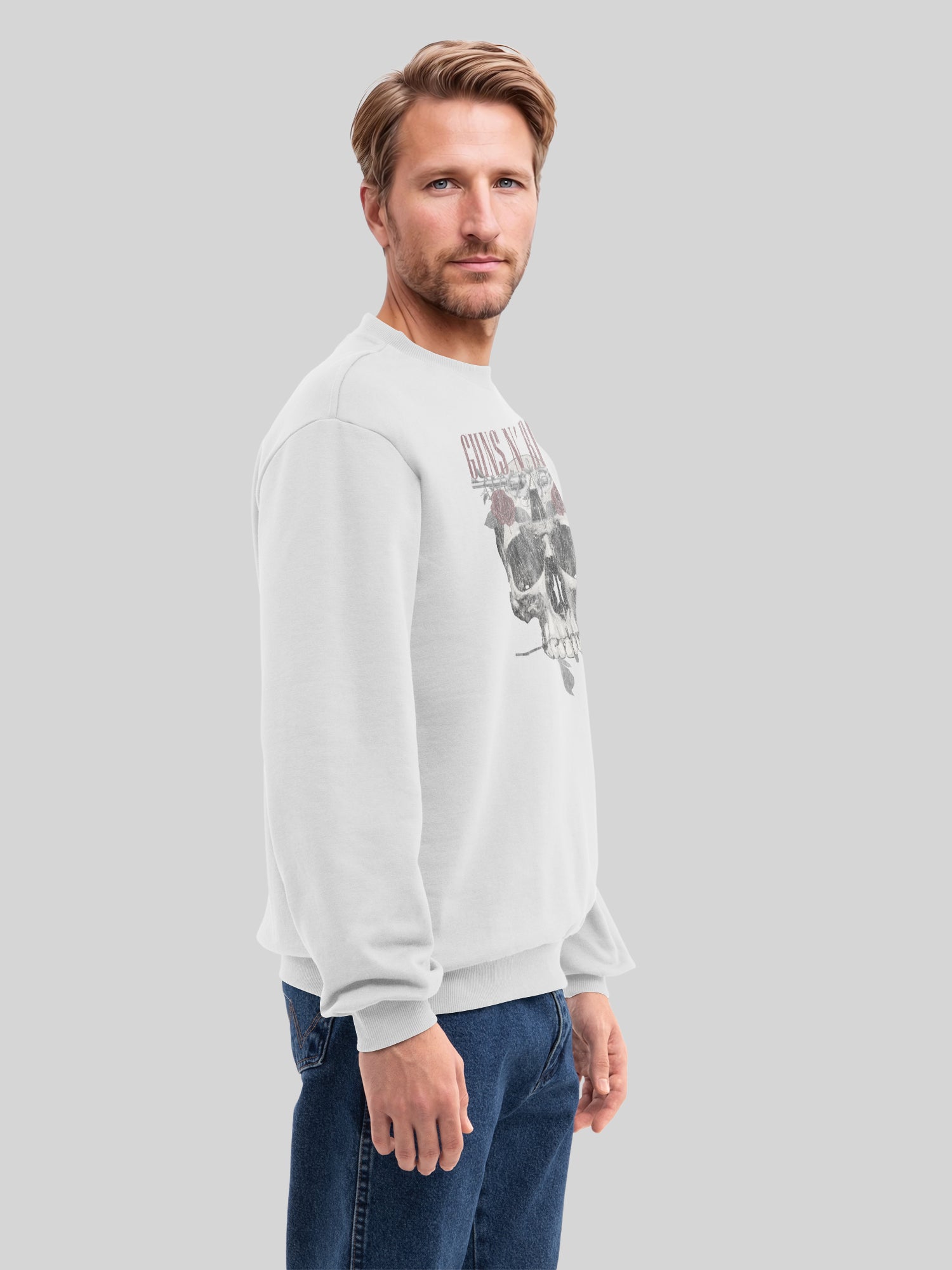 Guns N 'Roses Roses Calavera con Blanks verdaderos | Suéter regular para hombres