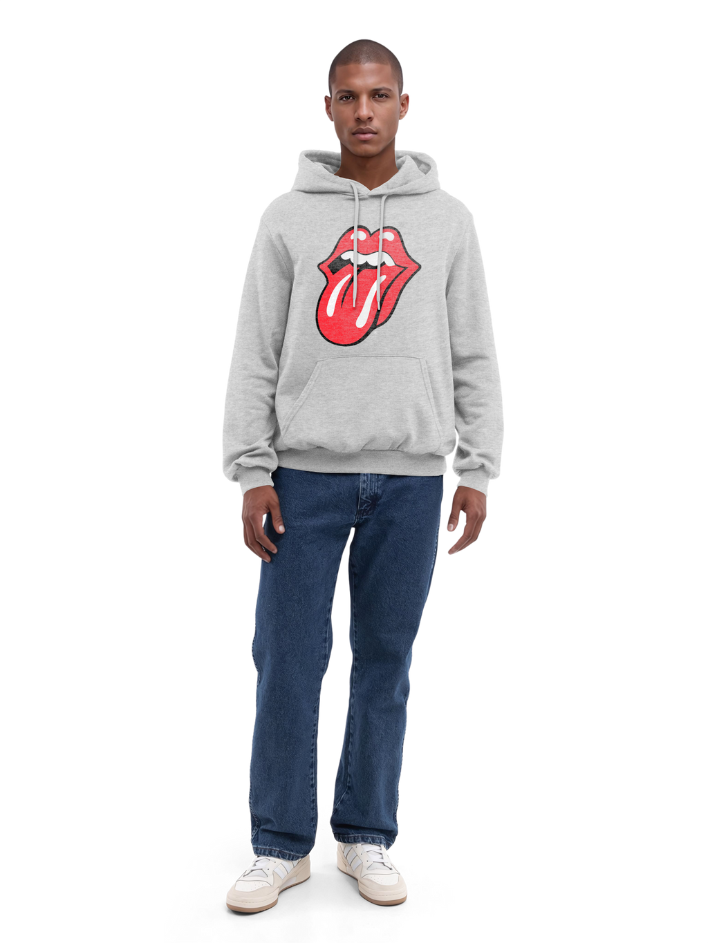 The Rolling Stones Classic Tongue Blk con Blanks verdaderos | Sudadera con capucha regular para hombres
