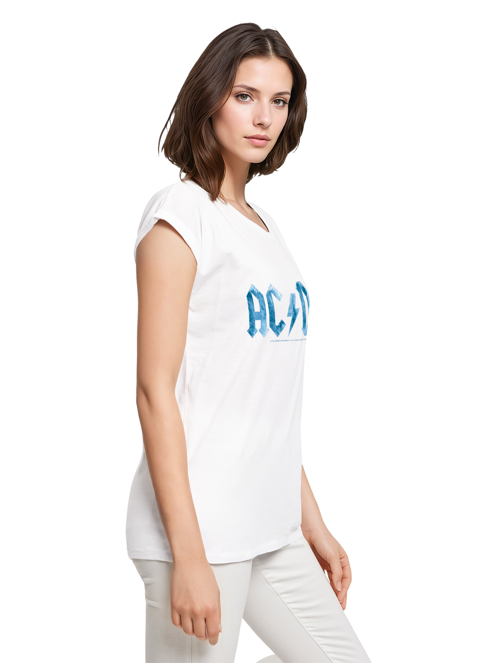 ACDC Blue Ice Logo Mesdames Tee étendu à l'épaule