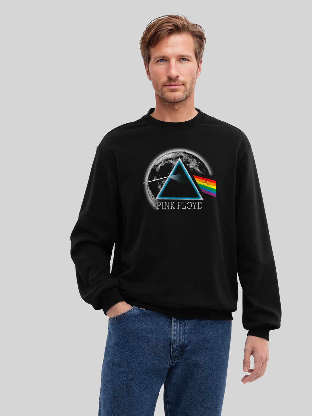 Pink Floyd Dark Side of The Moon Distressed Moon Herren Sweatshirt