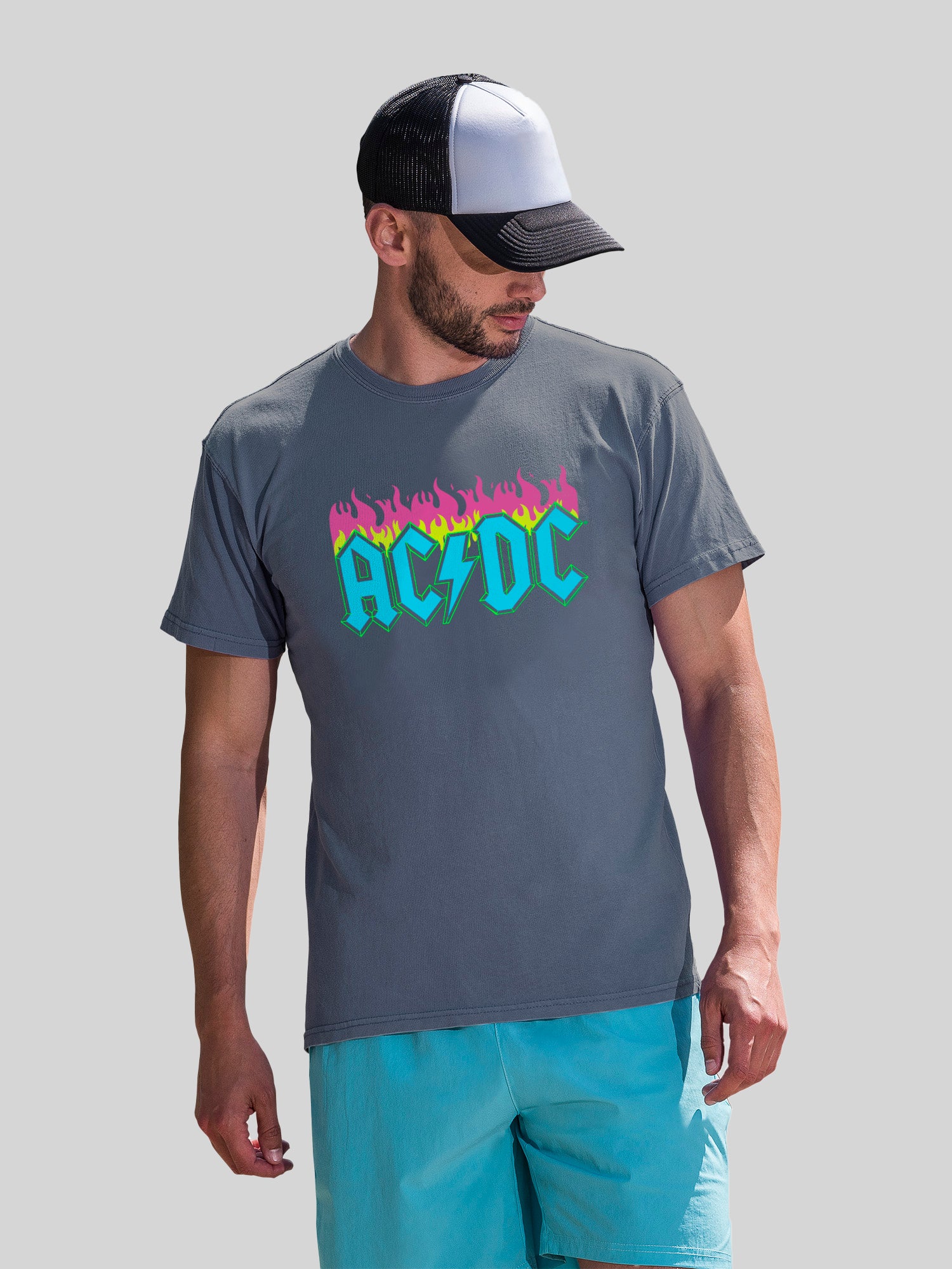 AC/DC Neon Flames with Coastal Color Tee
