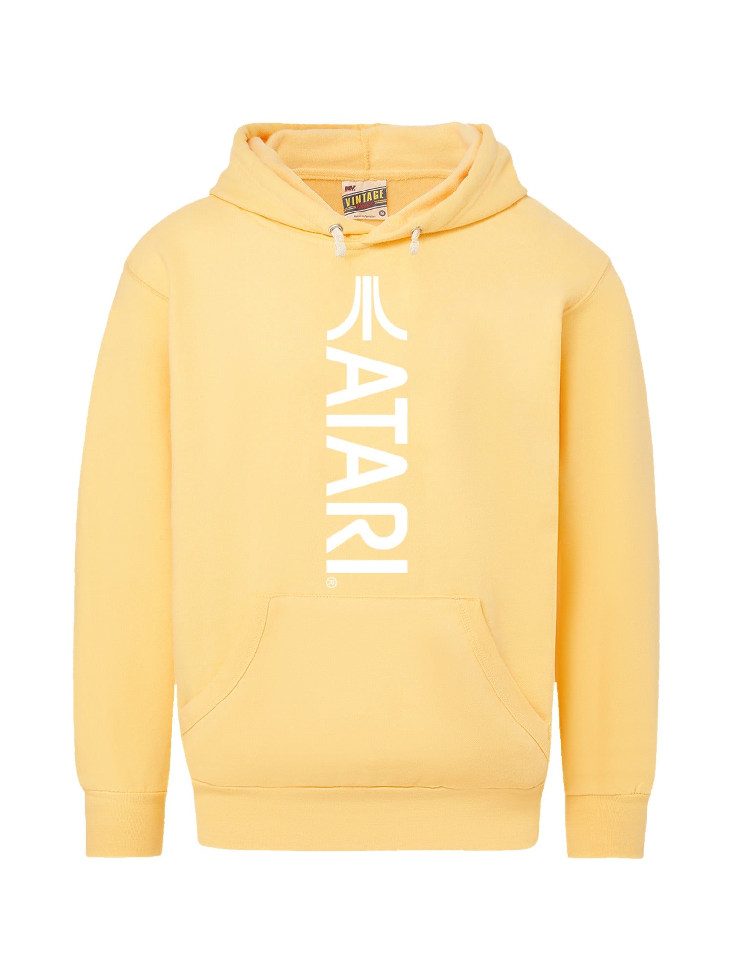 Atari Games Vertical Logo White Retro Gaming mit Vintage Fleece Hood