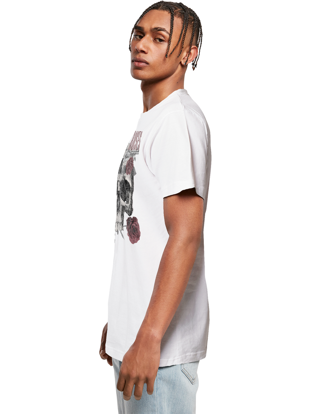 Guns N' Roses Roses Skull with T-Shirt Round Neck