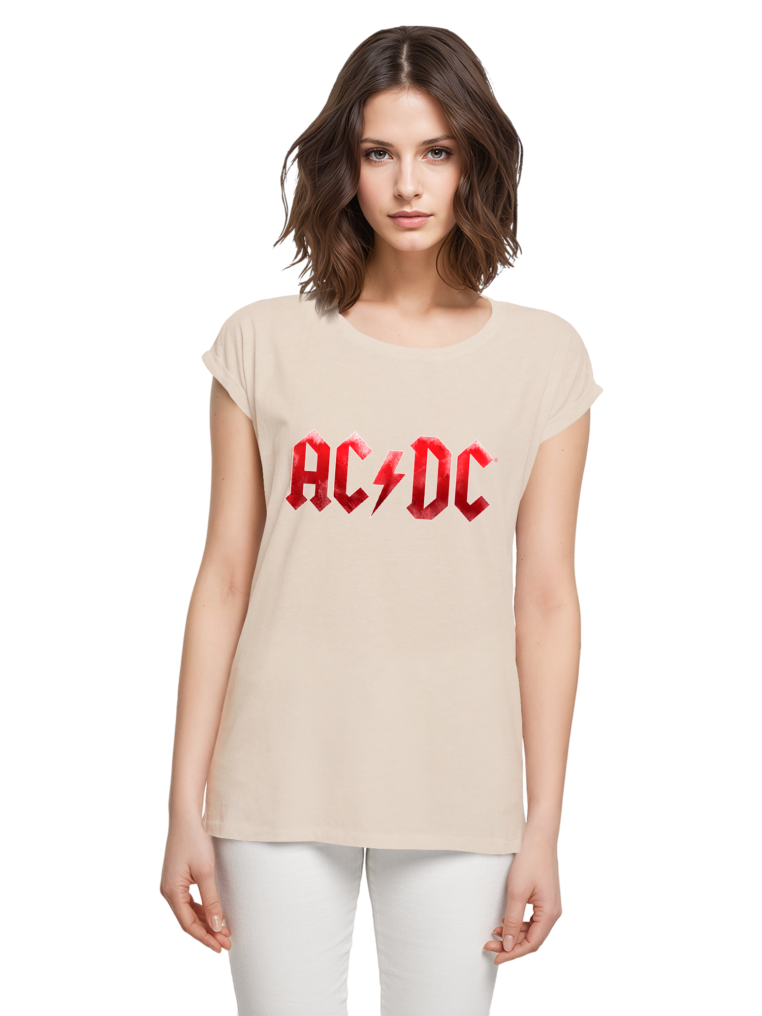 TEE ACDC RED ICE LOGO Damas de hombro extendido