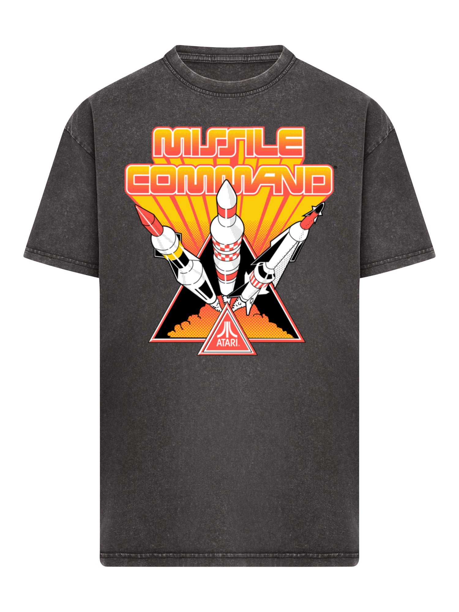Missile Command Triple Shot Atari Retro Gaming with Acid Washed Heavy Oversize Tee
