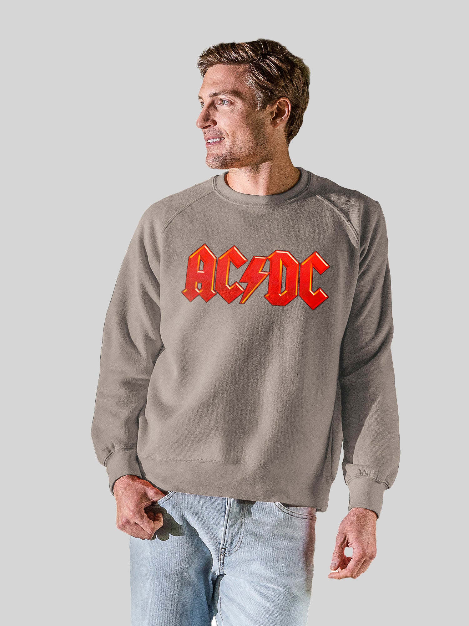 ACDC LOGO RED DARK AOP con tripulación de raglán de lana vintage