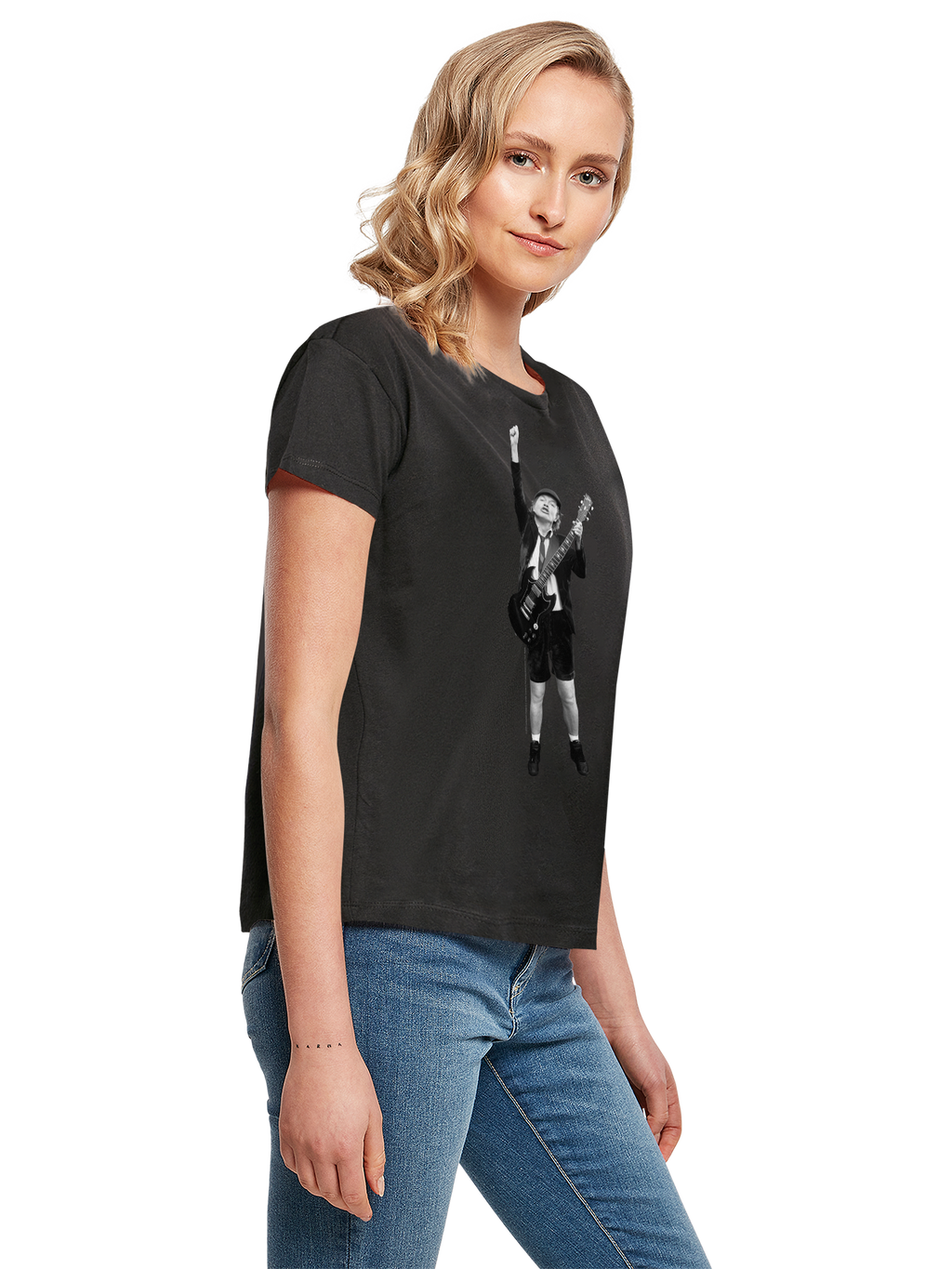 ACDC Angus Young Cut Out with Ladies Box Tee