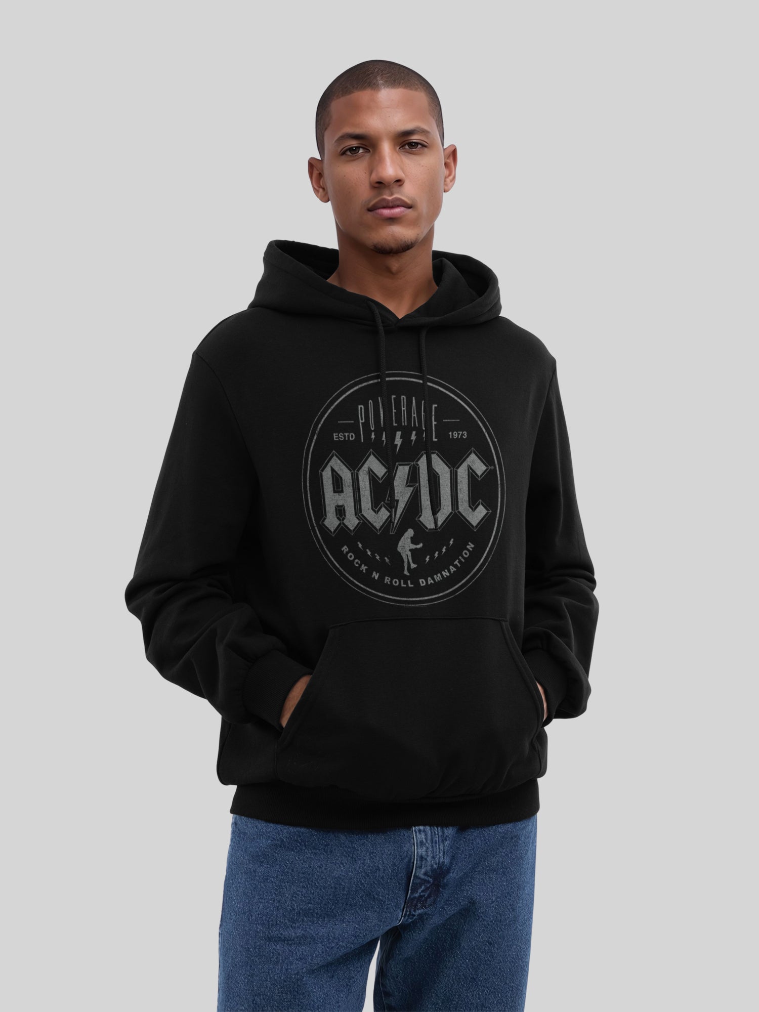 ACDC Rock n Roll Damnation con Blanks verdaderos | Sudadera con capucha regular para hombres