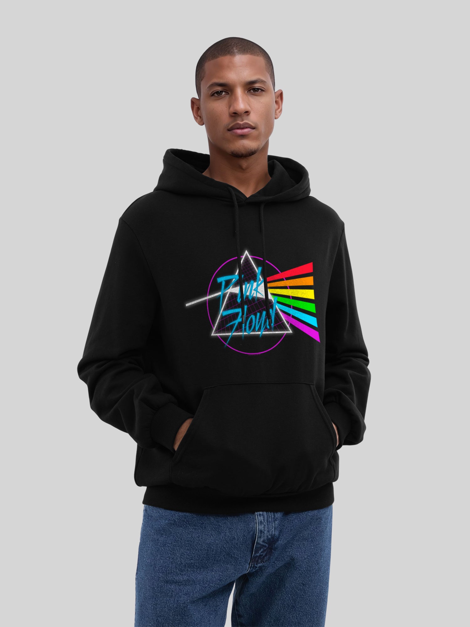 Pink Floyd Neon Dark Side con Blanks verdaderos | Sudadera con capucha regular para hombres