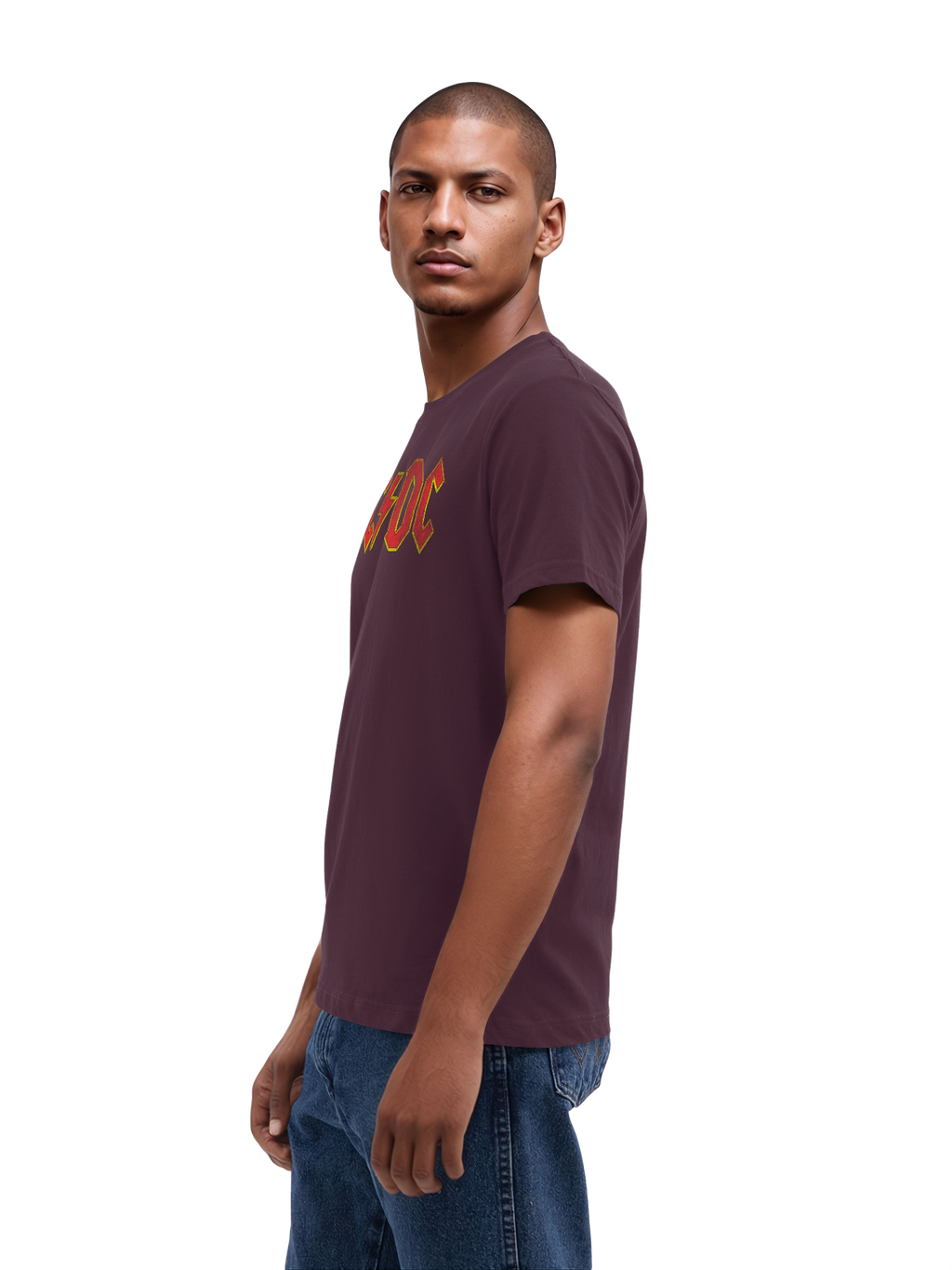 T-shirt organique masculin de logo rouge en détresse AC / DC