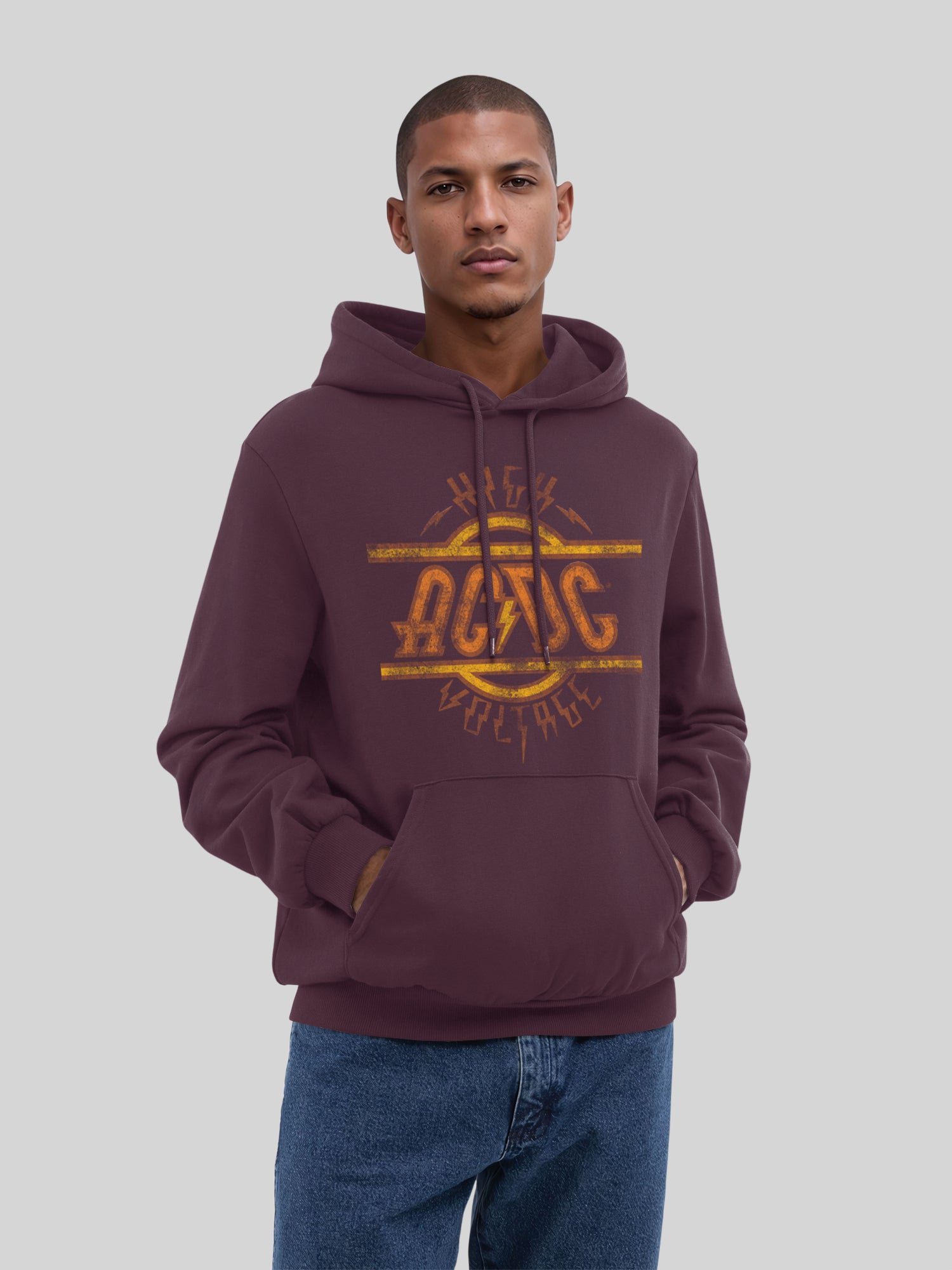 AC / DC Logo haute tension Sweat à capuche organique pour hommes en détresse