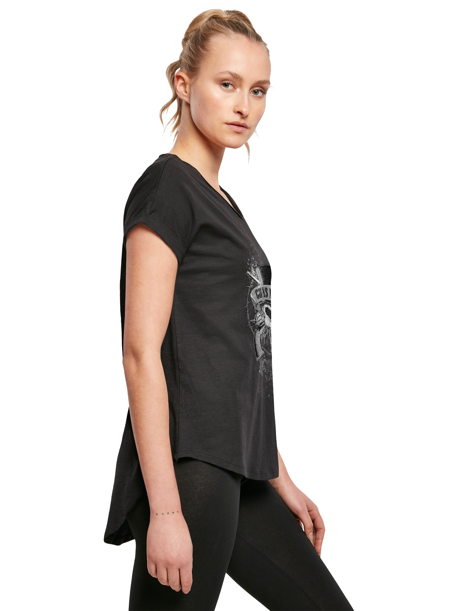 Guns 'n' rosas calavera desteñida | Camiseta de damas