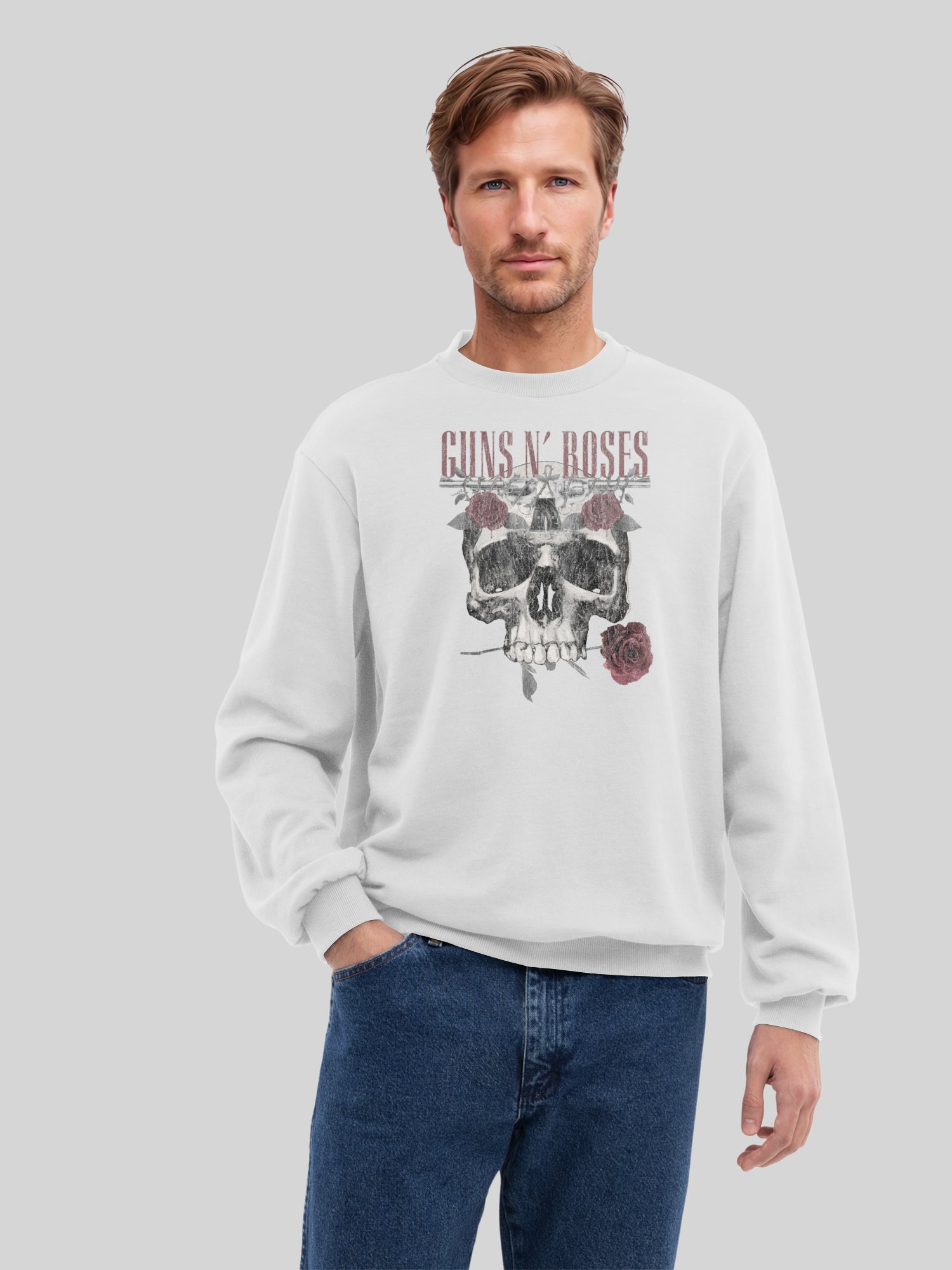 Guns N 'Roses Roses Calavera con Blanks verdaderos | Suéter regular para hombres