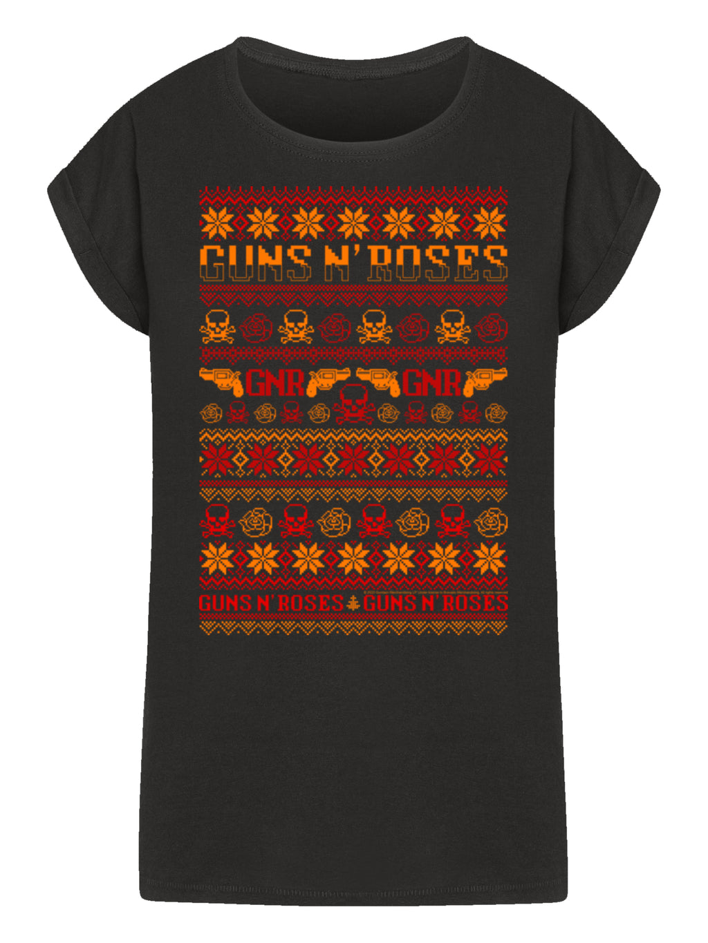 Guns And Roses Christmas with Ladies Extended Shoulder