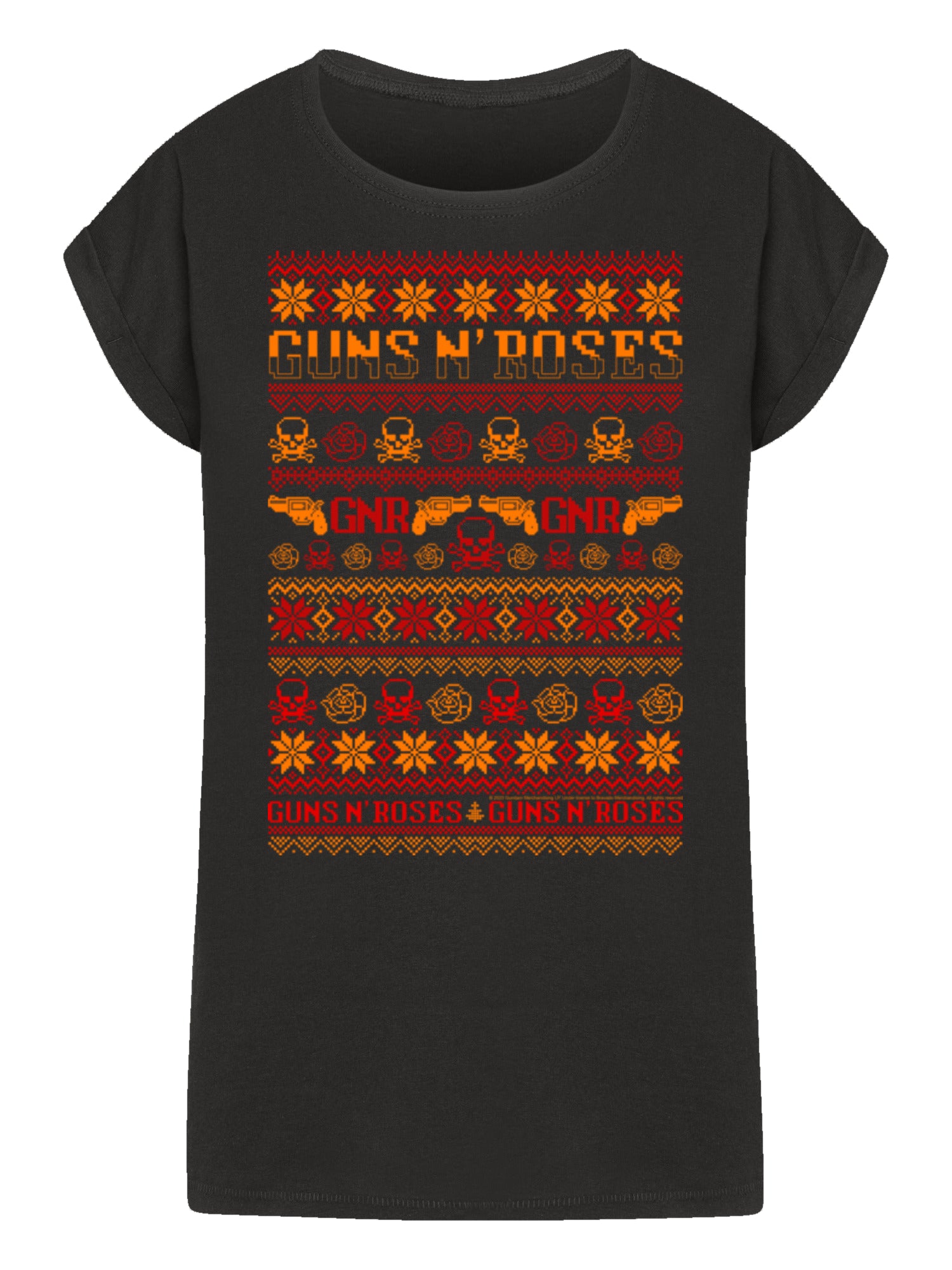 Guns And Roses Christmas with Ladies Extended Shoulder