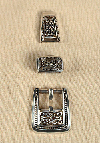 Buckle Set Celtic Knot Antique Silver