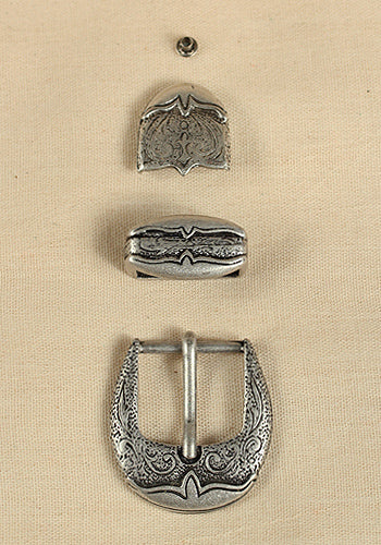 Buckle Set with Ornaments Antique Silver