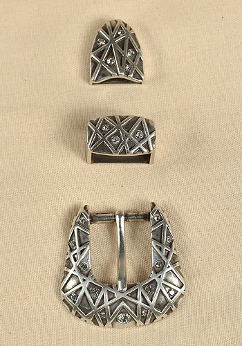 Hebilla de conjunto de estrás en plata antigua