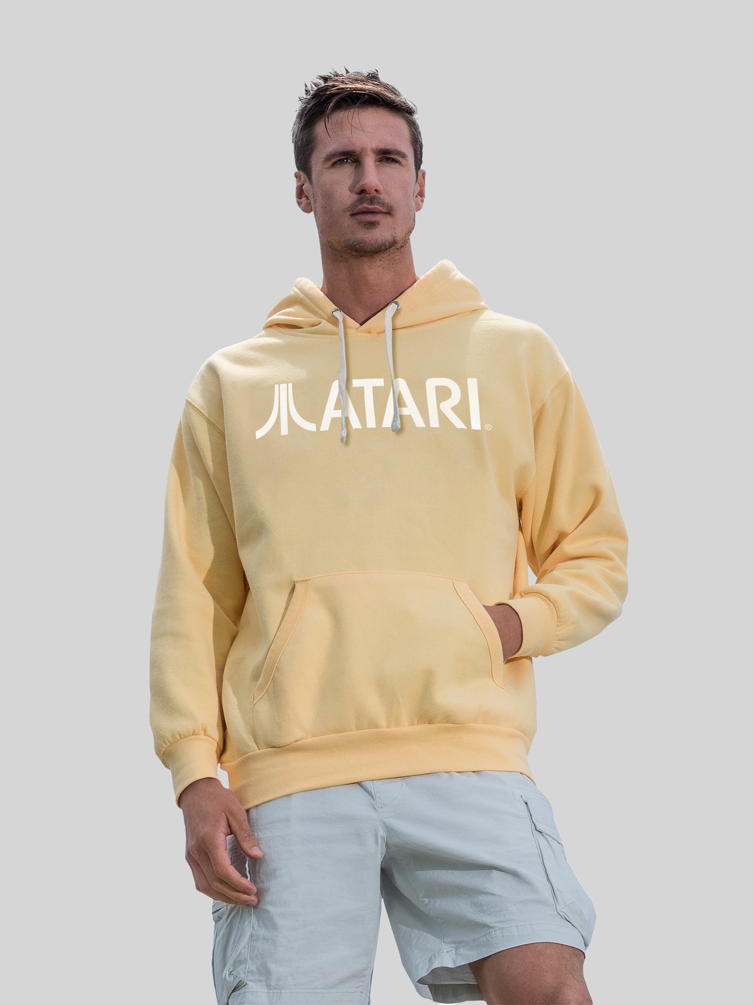 Atari Games Logo White Retro Gaming Horizontal mit Vintage Fleece Hood