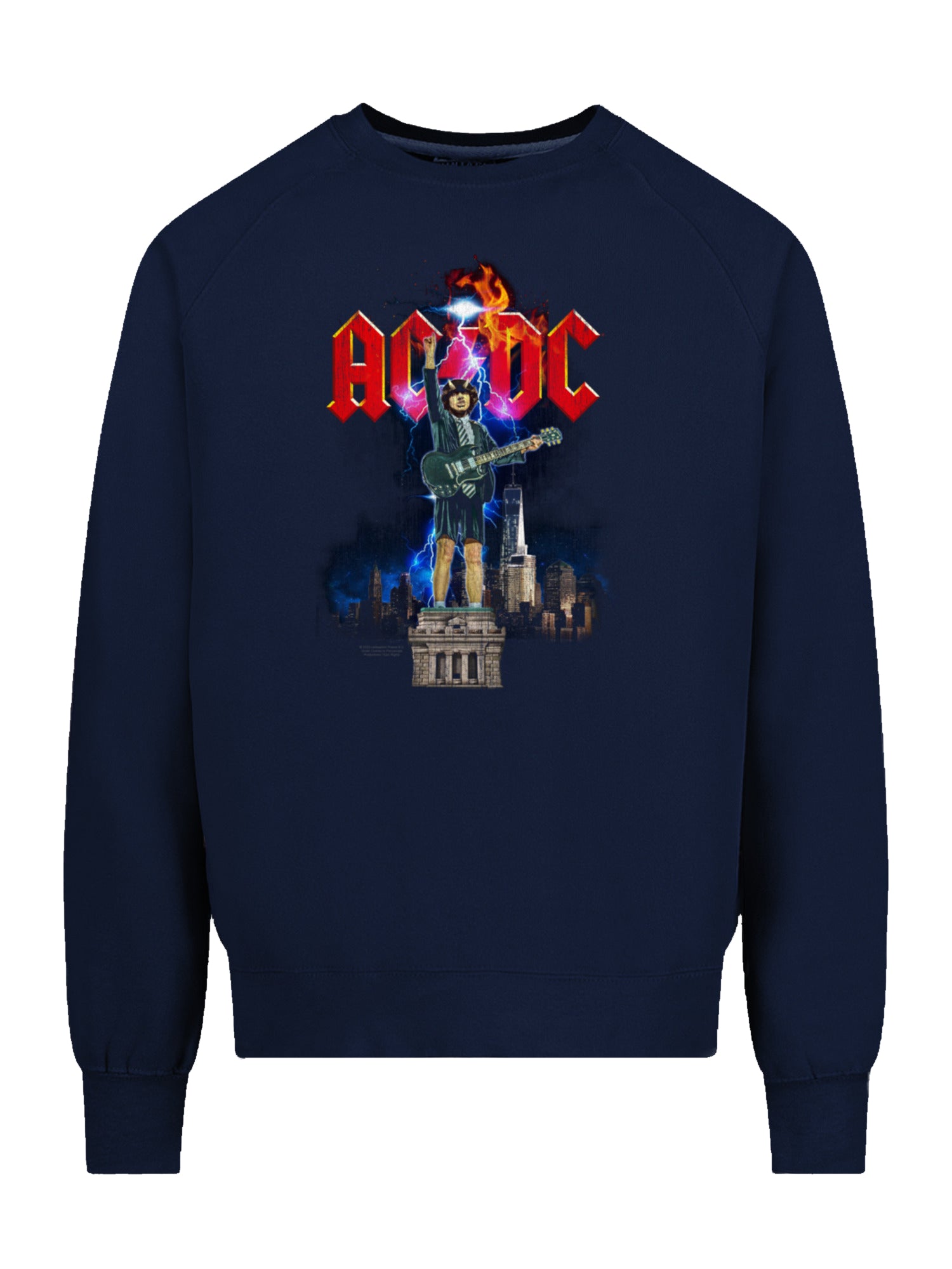 AC/DC Angus NYC Lightning con tripulación vintage de raglán de lana