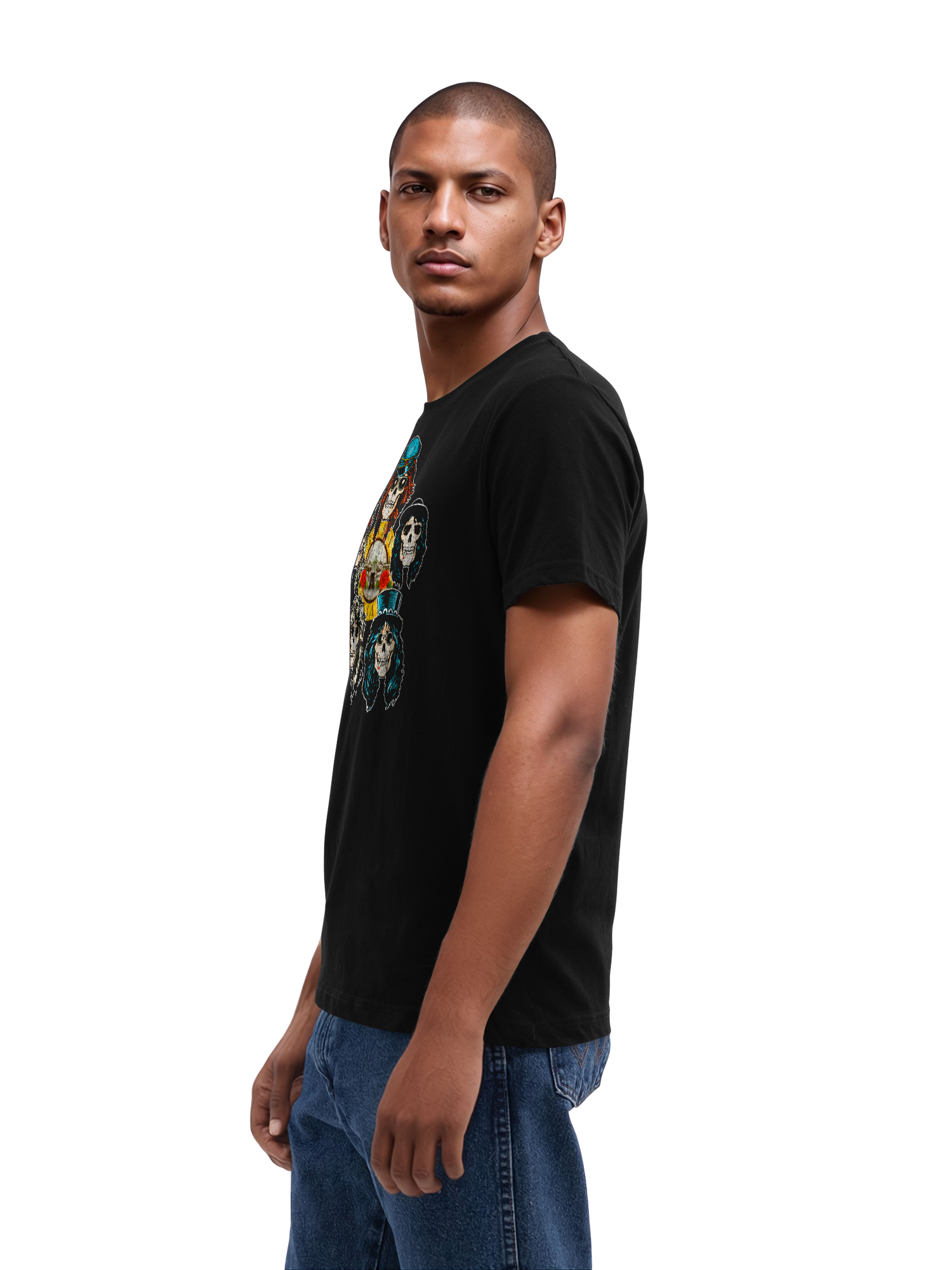 Guns n 'rosas cabezas vintage con blancos verdaderos | Camiseta regular para hombres