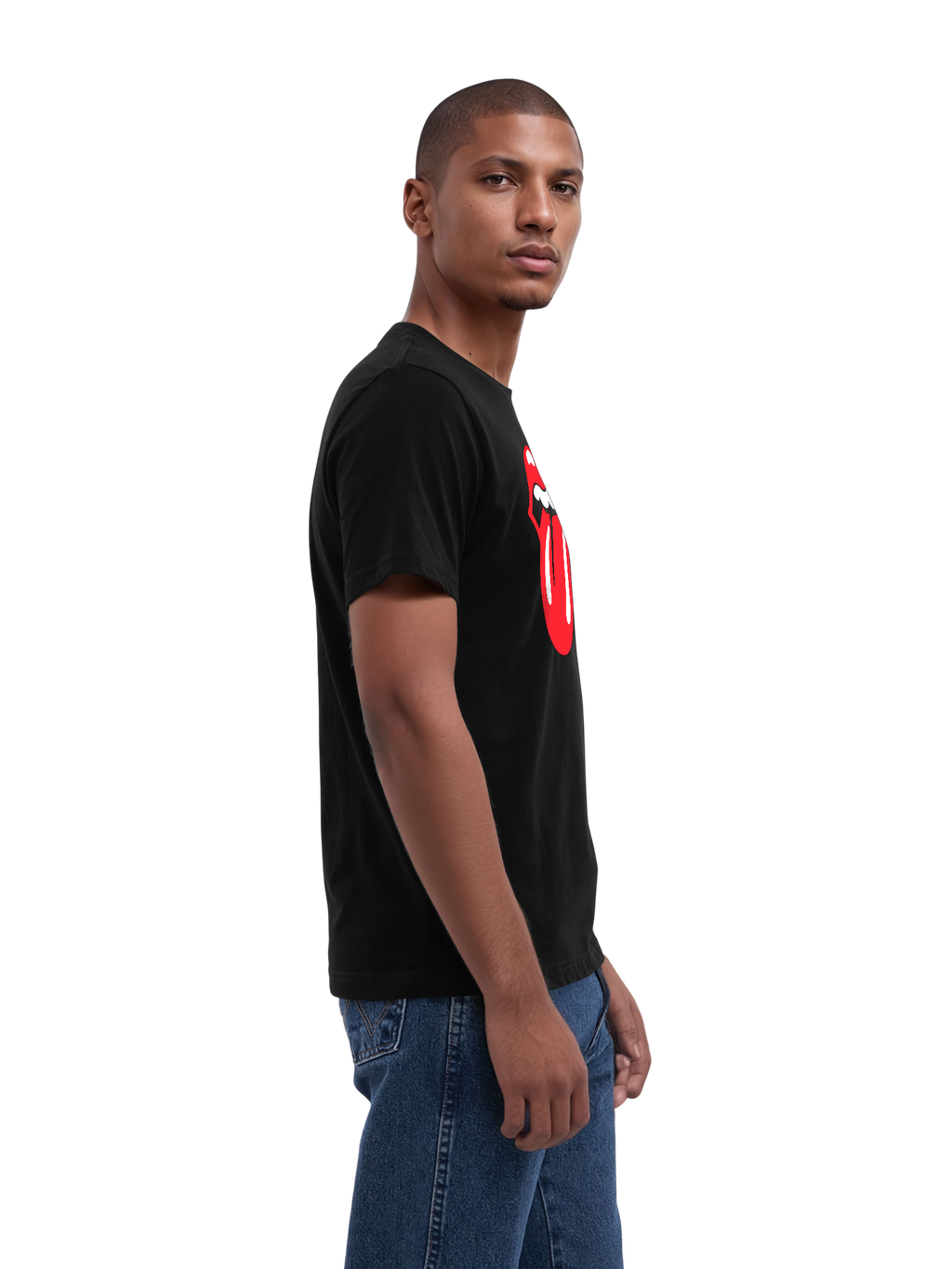 The Rolling Stones Classic Tongue Blk con Blanks verdaderos | Camiseta regular para hombres