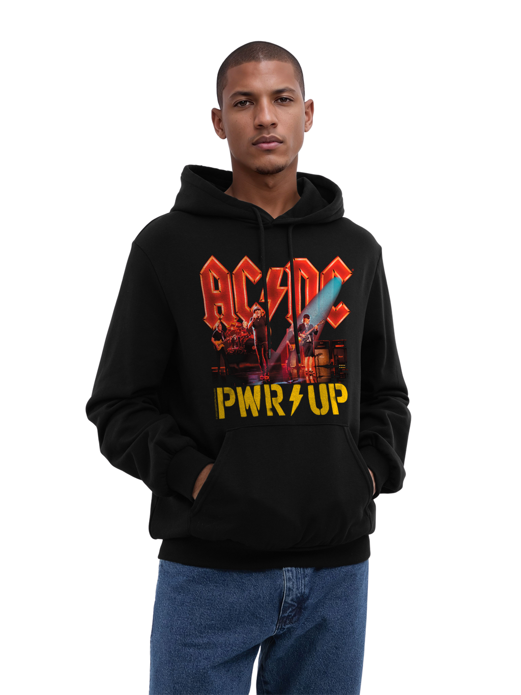ACDC PWRUP Stage Lights con blancos verdaderos | Sudadera con capucha regular para hombres