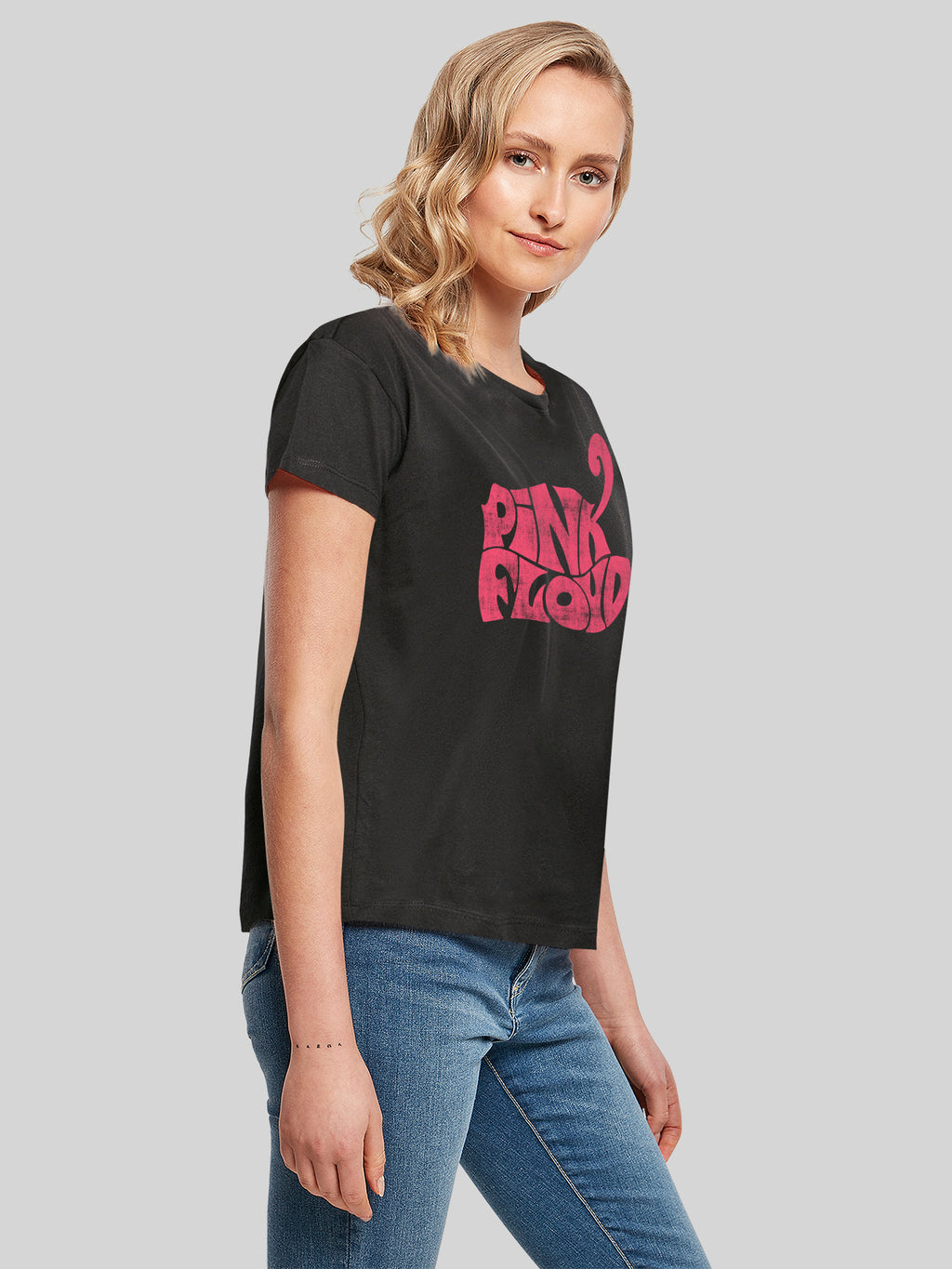 Pink Floyd Retro Logo Navy Ladies Box T-Shirt