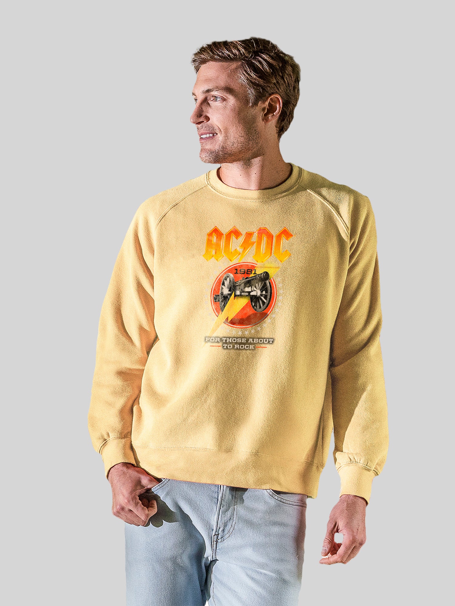 ACDC For Those About To Rock 1981 with Vintage Fleece Raglan Crew