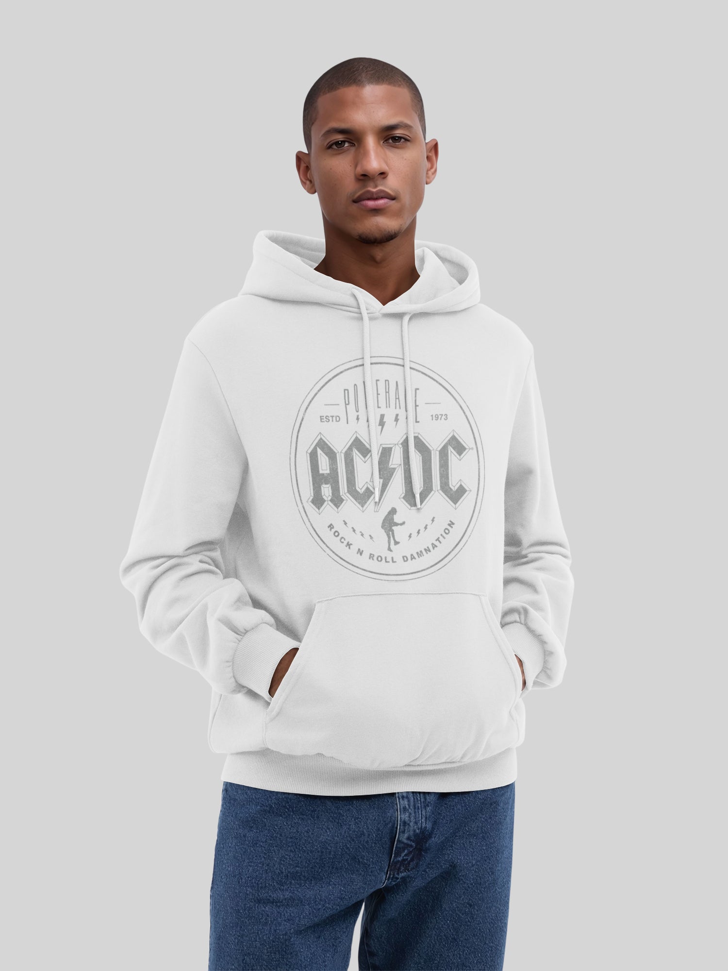 ACDC Rock n Roll Damnation con Blanks verdaderos | Sudadera con capucha regular para hombres