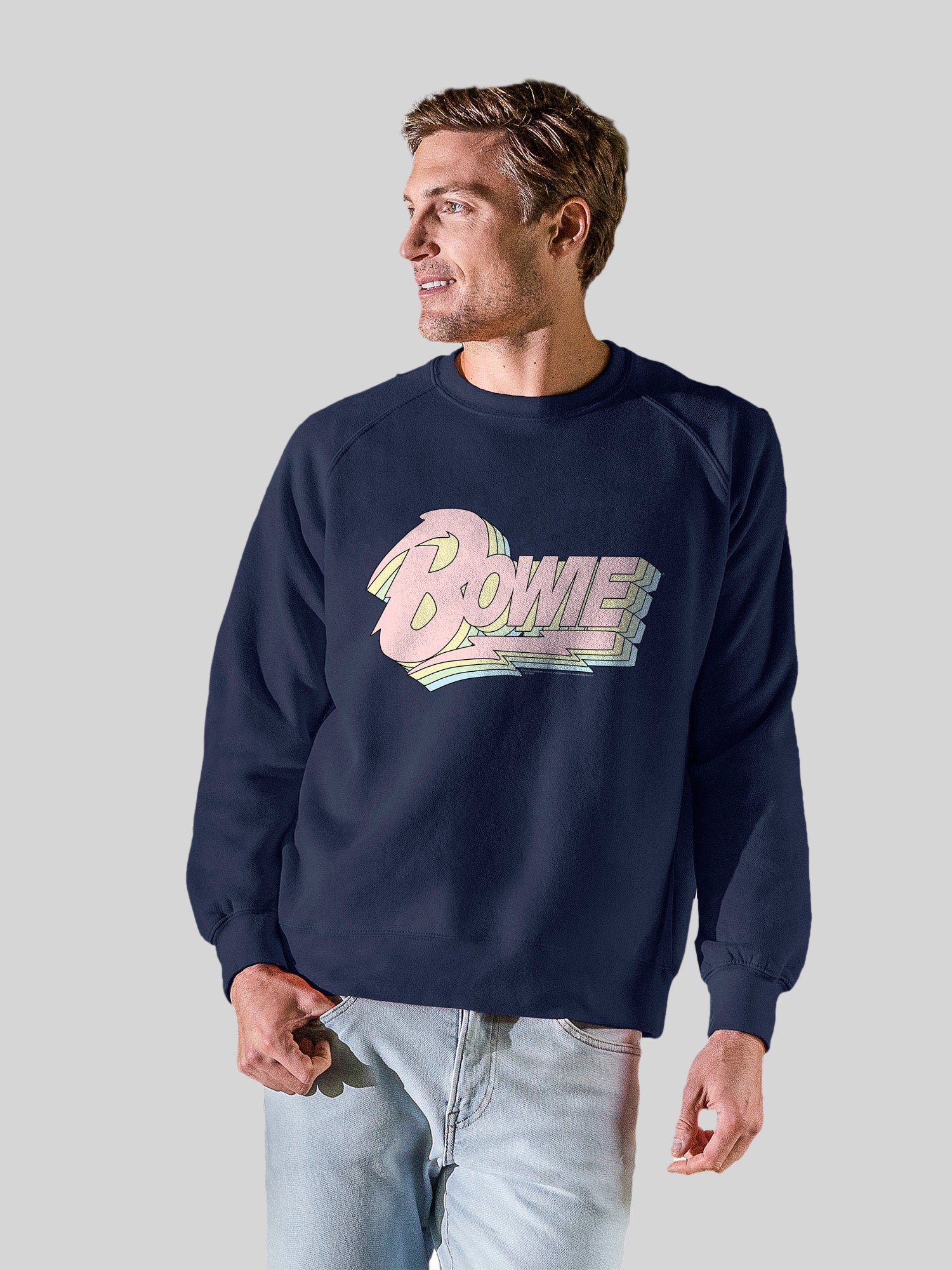 David Bowie Pastel Bowie avec l'équipage de la toison vintage Raglan