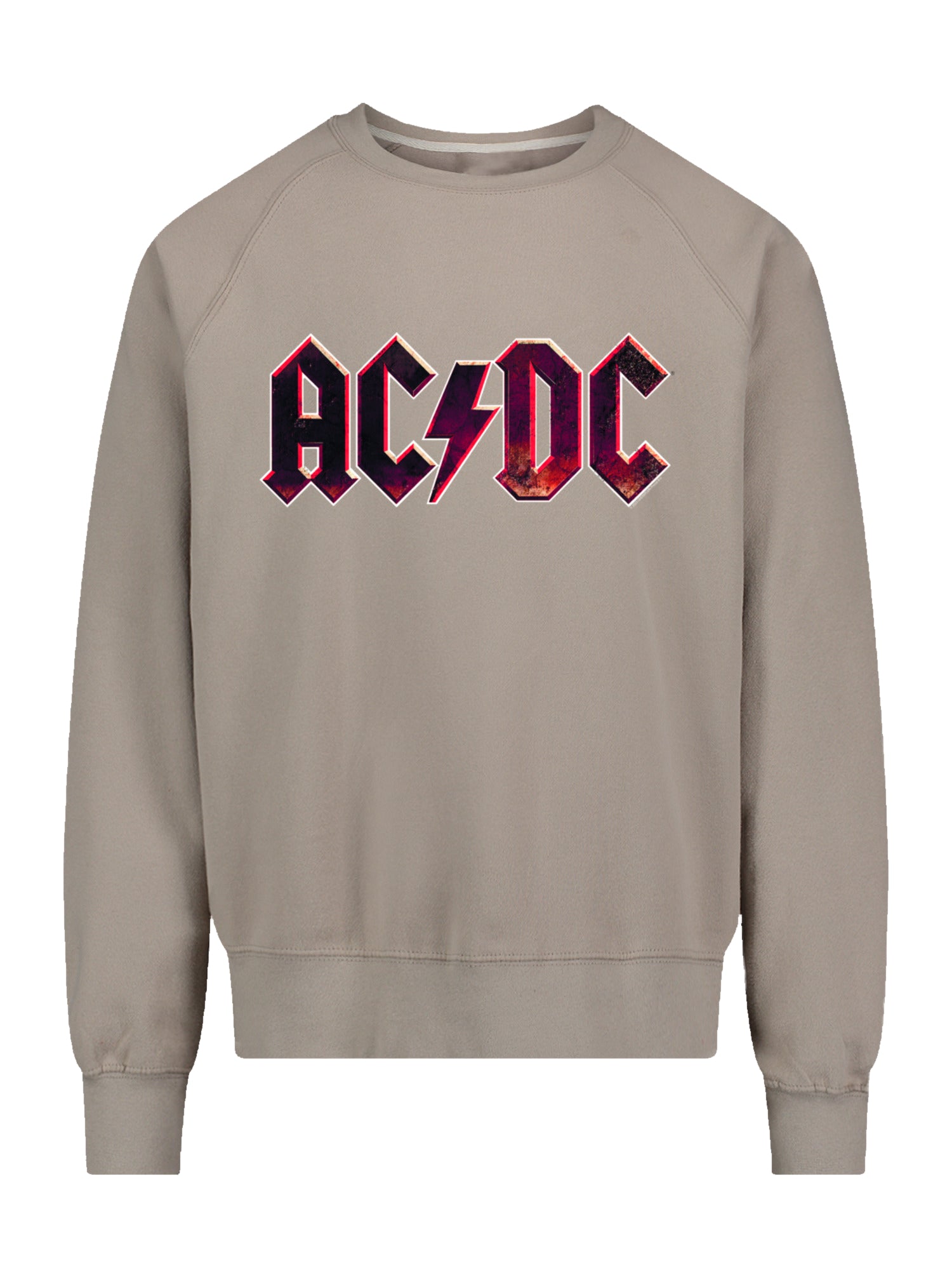 AC/DC Raw Distressed Logo with Vintage Fleece Raglan Crew