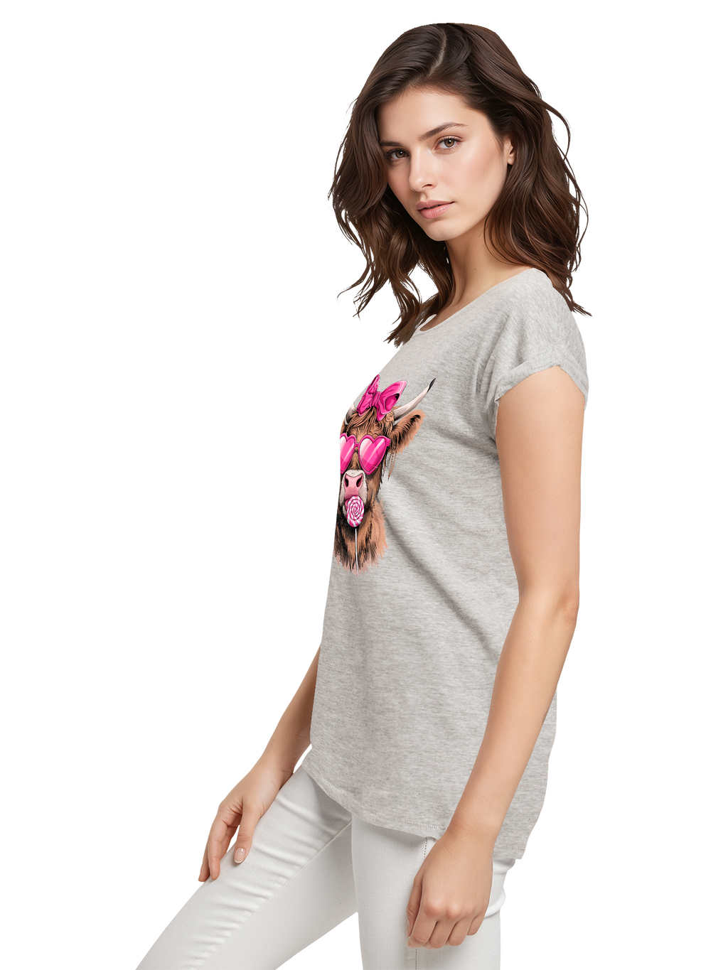 Highland Cow Valentine's Day Gift Ladies T-Shirt