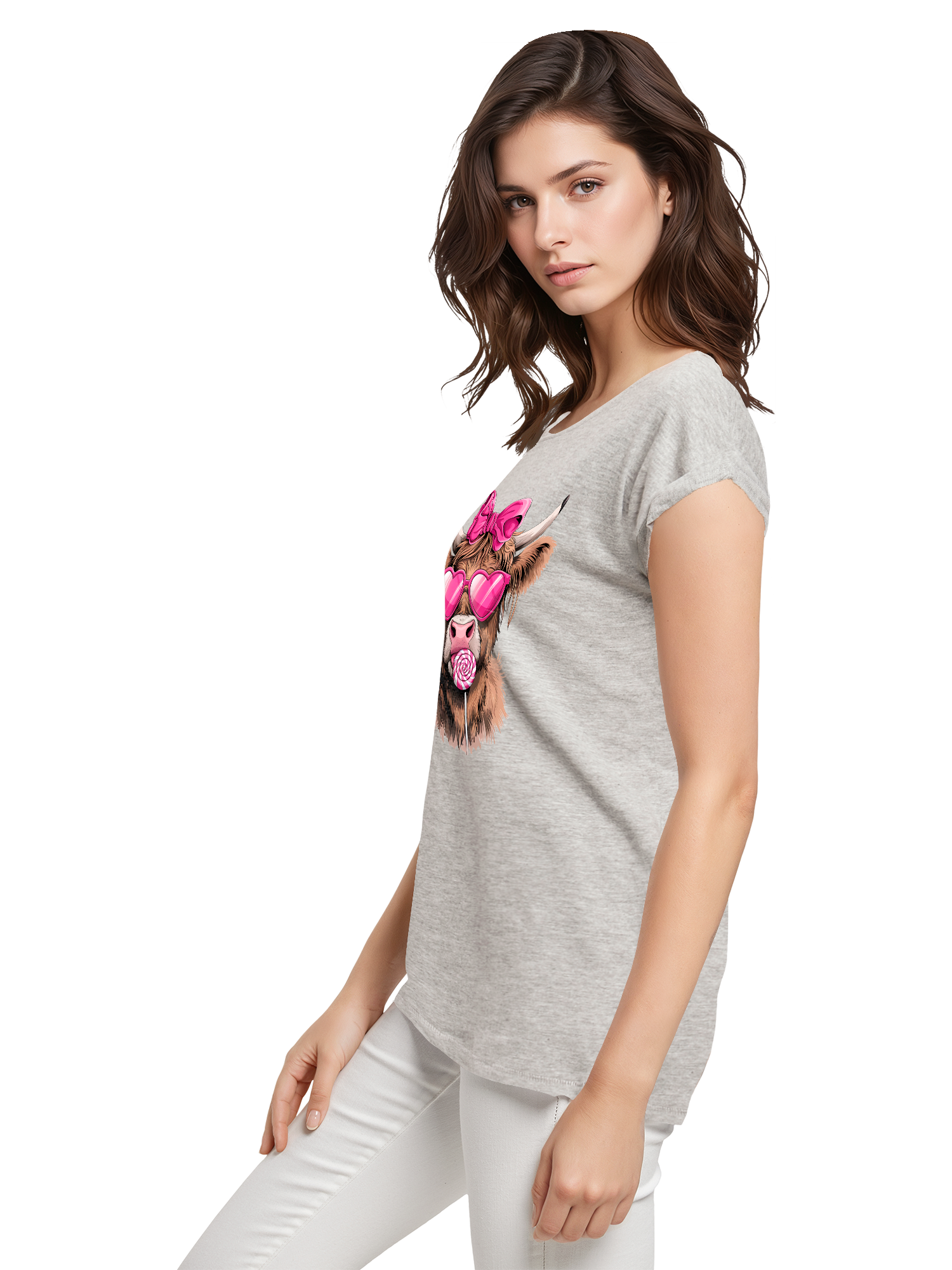 Highland Cow Valentine's Day Gift Ladies T-Shirt