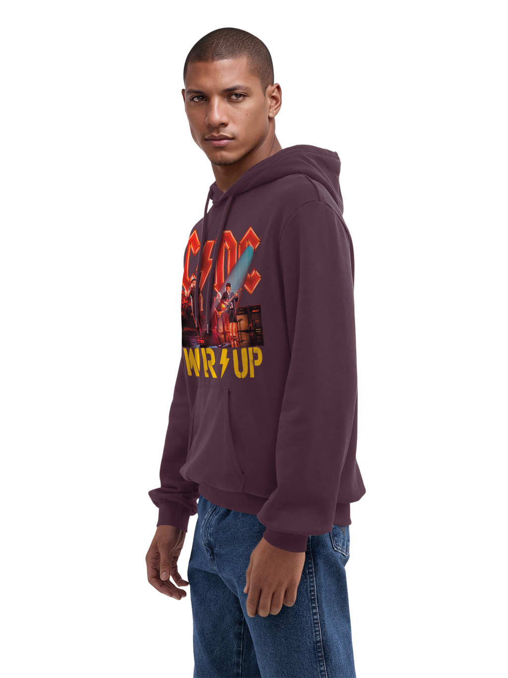 ACDC PWRUP Stage Lights con blancos verdaderos | Sudadera con capucha regular para hombres