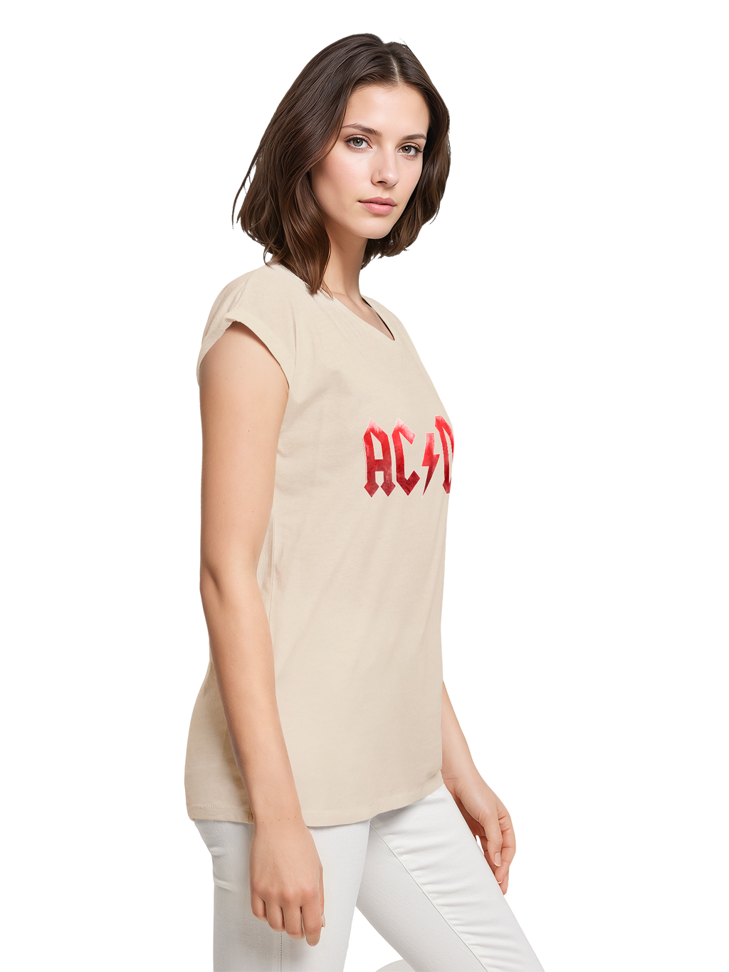 TEE ACDC RED ICE LOGO Damas de hombro extendido