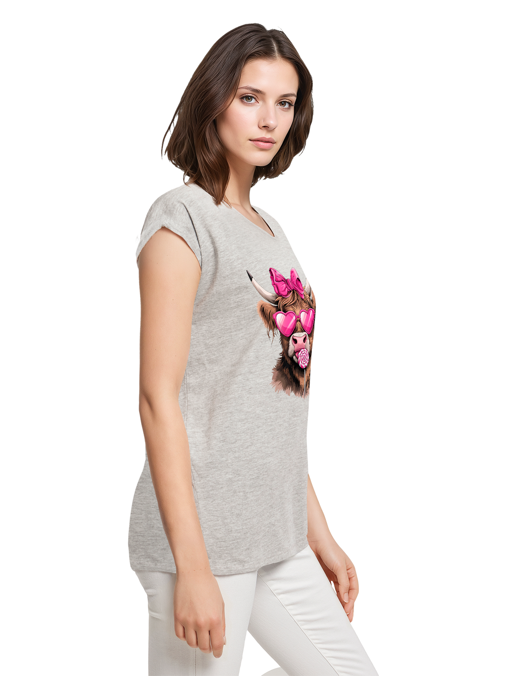 Highland Cow Valentine's Day Gift Ladies T-Shirt