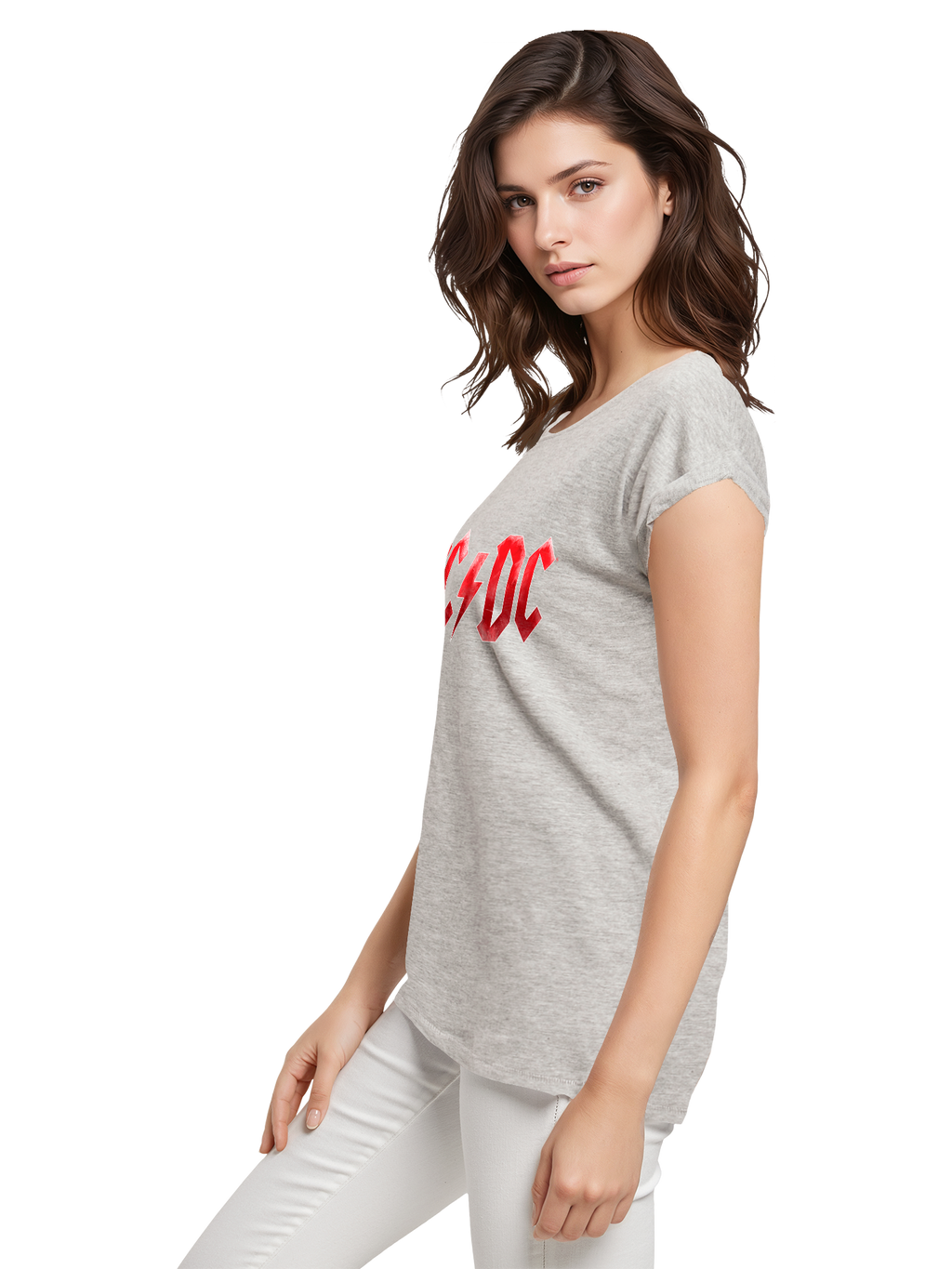 TEE ACDC RED ICE LOGO Damas de hombro extendido