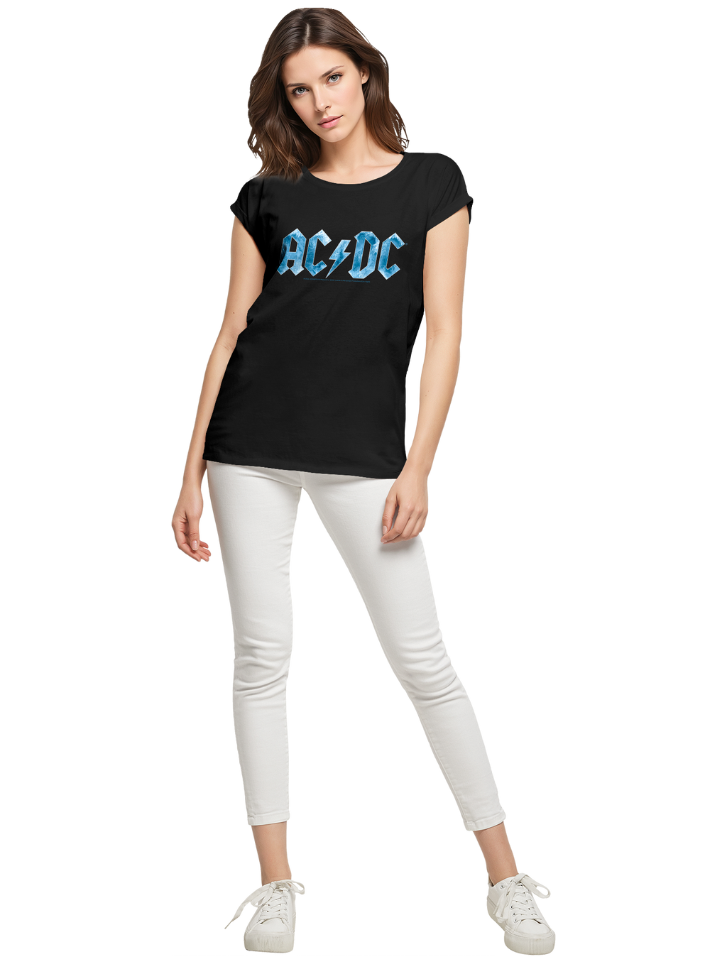 ACDC Blue Ice Logo Mesdames Tee étendu à l'épaule