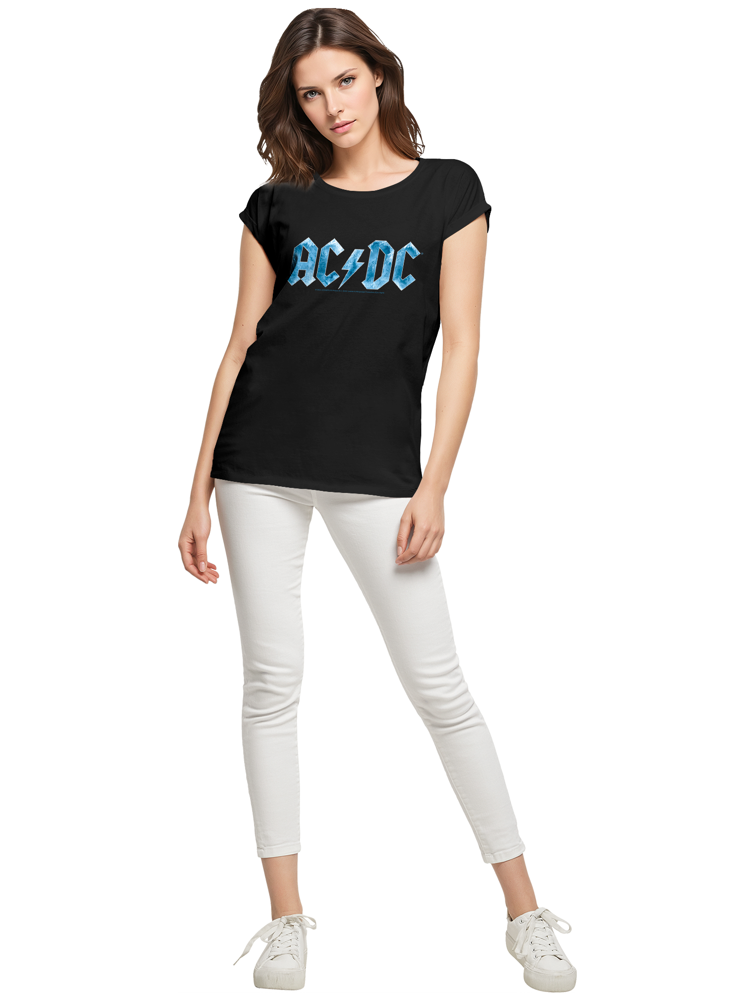 ACDC Blue Ice Logo Mesdames Tee étendu à l'épaule