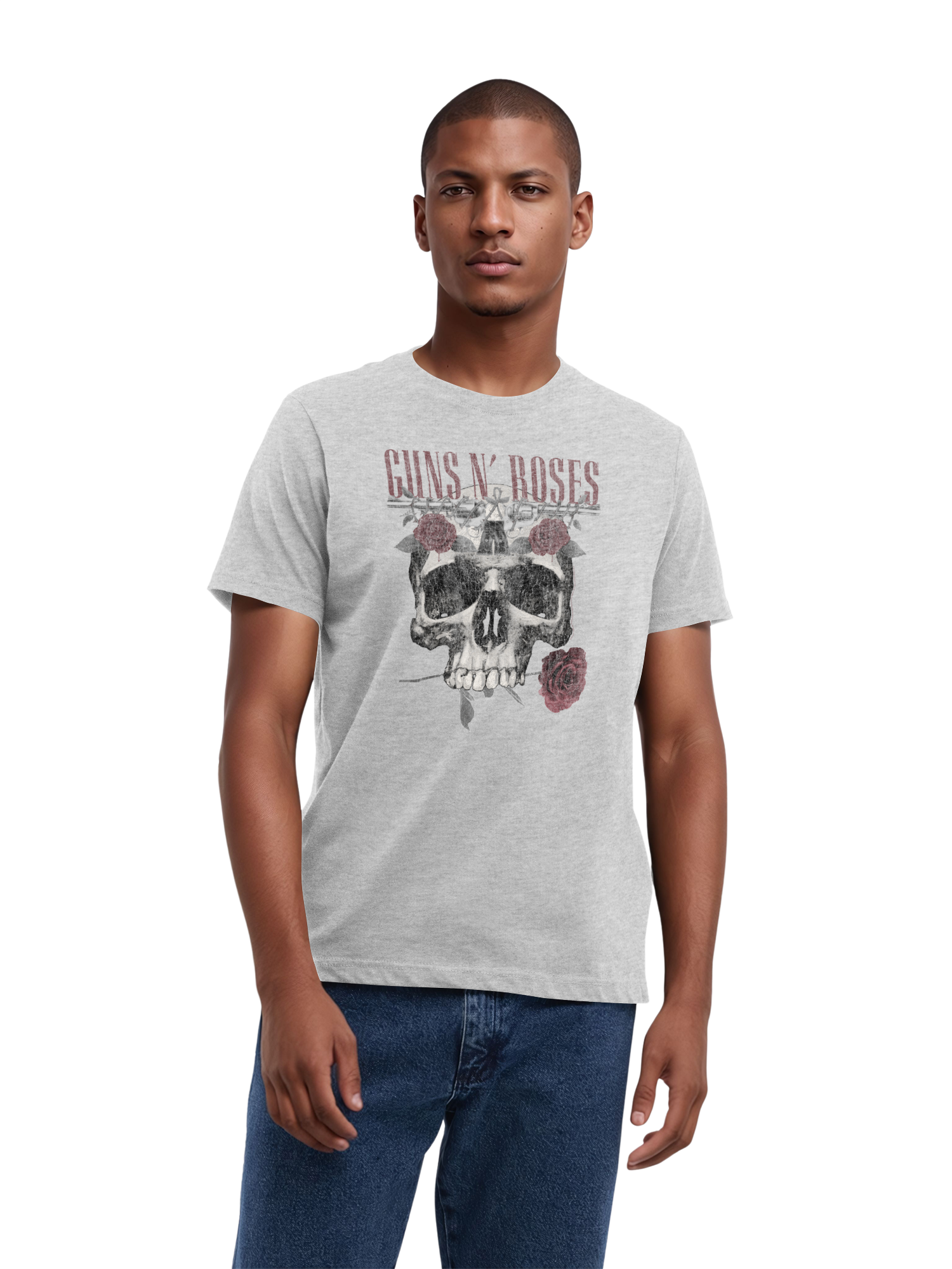 Guns N 'Roses Roses Calavera con Blanks verdaderos | Camiseta regular para hombres