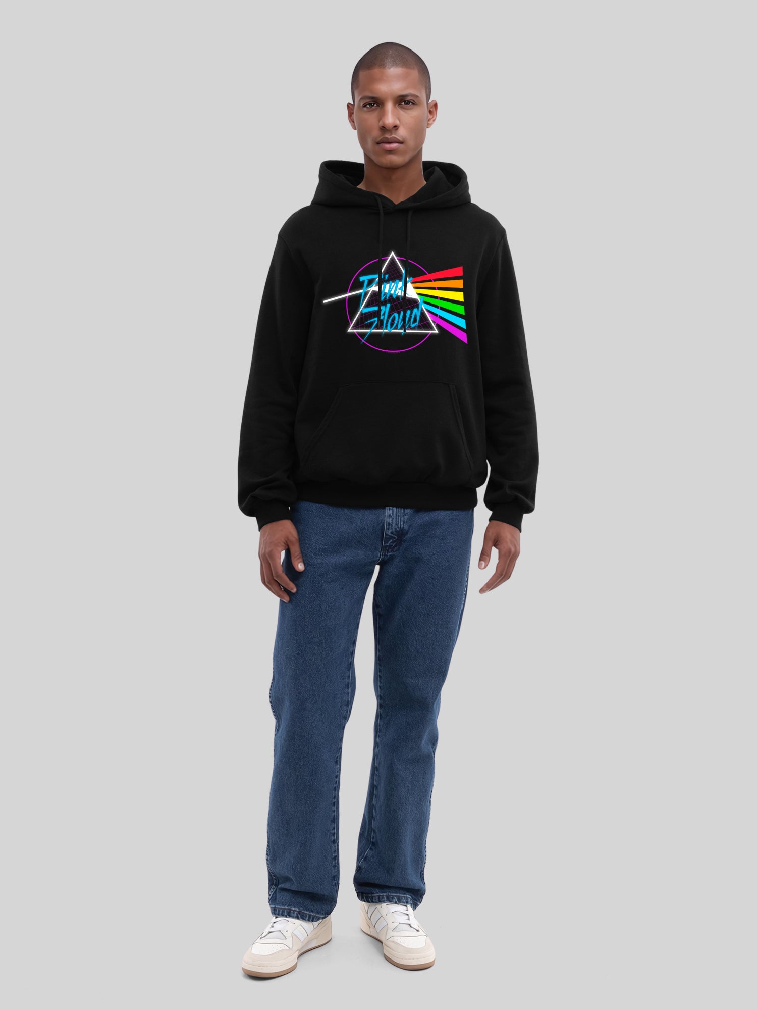 Pink Floyd Neon Dark Side con Blanks verdaderos | Sudadera con capucha regular para hombres