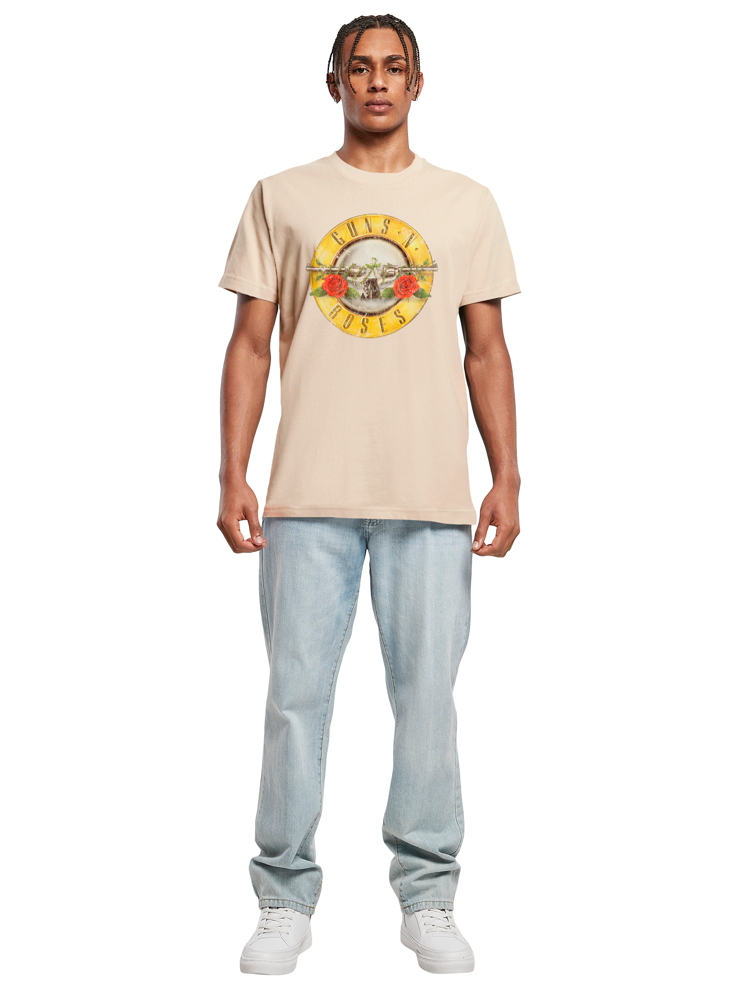 Camiseta redonda de la camiseta del logotipo de la bala de las pistolas 'n' rosas