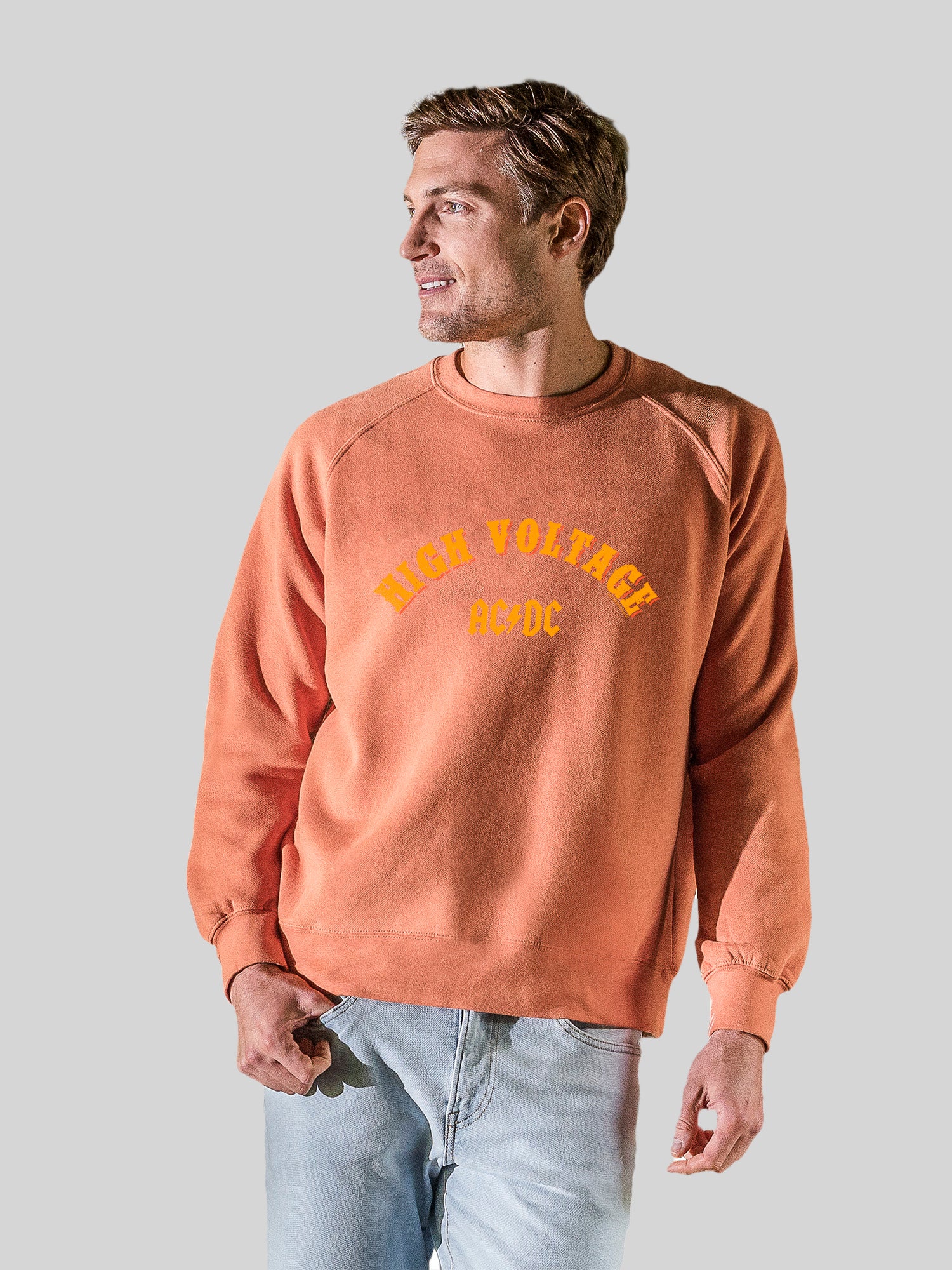 ACDC High Voltage Collegiate with Vintage Fleece Raglan Crew